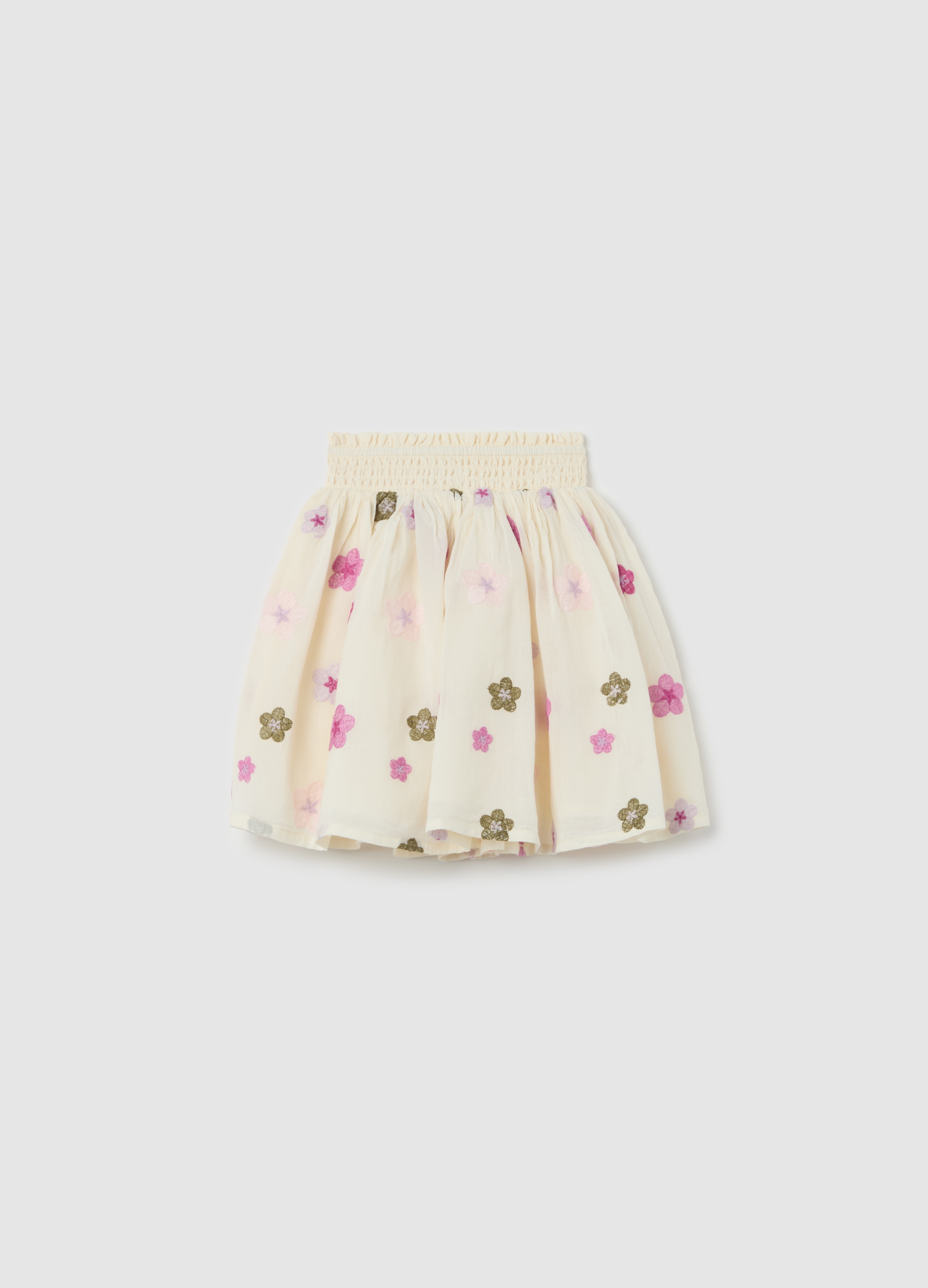 OVS, Gonna A Palloncino Con Ricamo Fiorellini, Bambina, Bianco, Taglia: 3-4