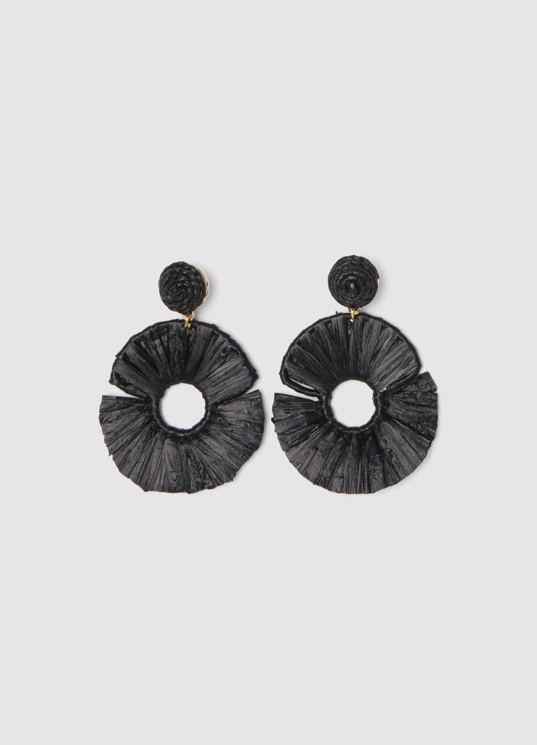 Pendientes De Rafia Negros, Mujer, Gunmetal, Talla: FASUL
