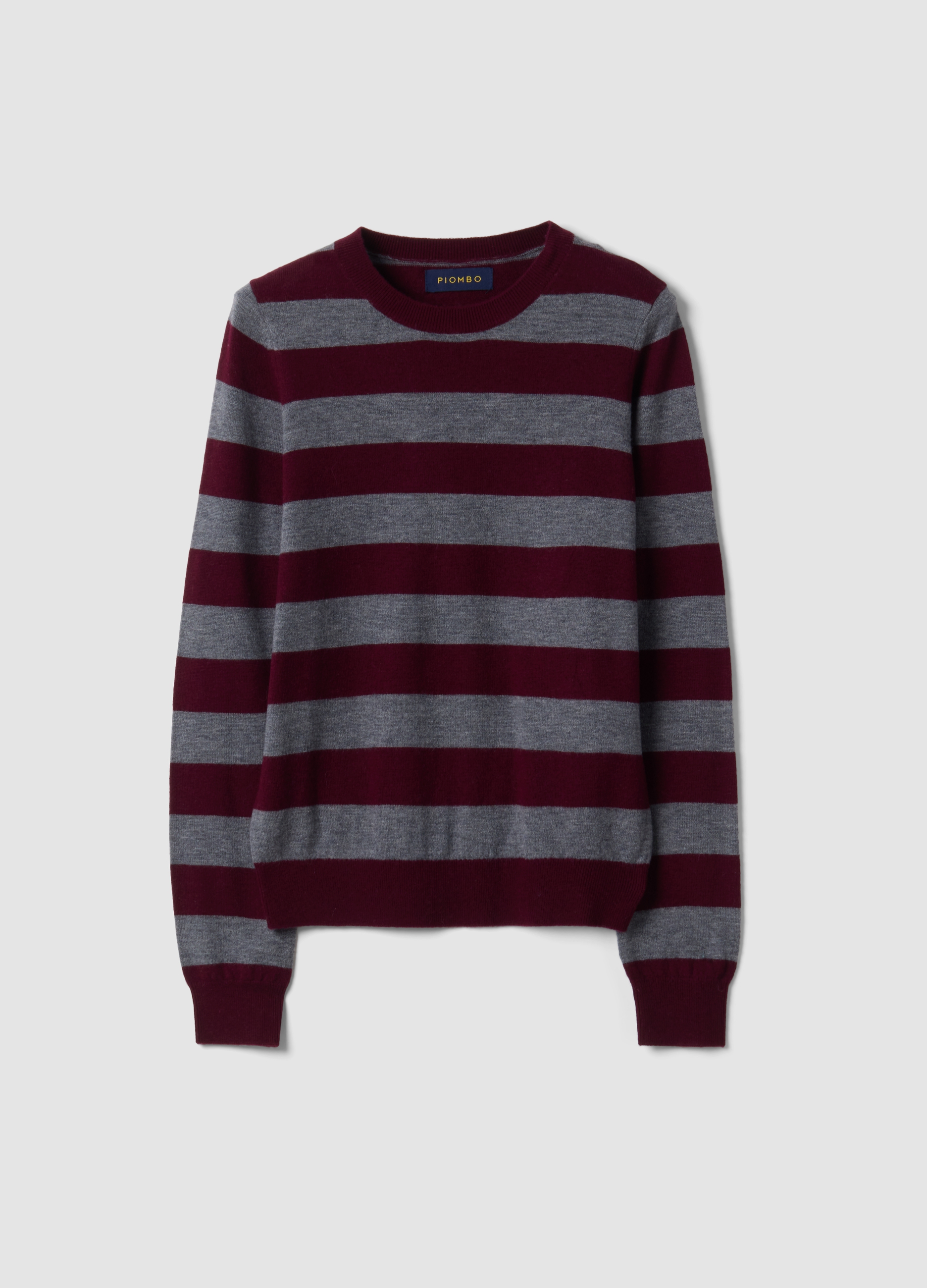 PIOMBO, Maglia Rossa In Pura Lana A Righe Con Girocollo, Donna, Multicolor, Taglia: S