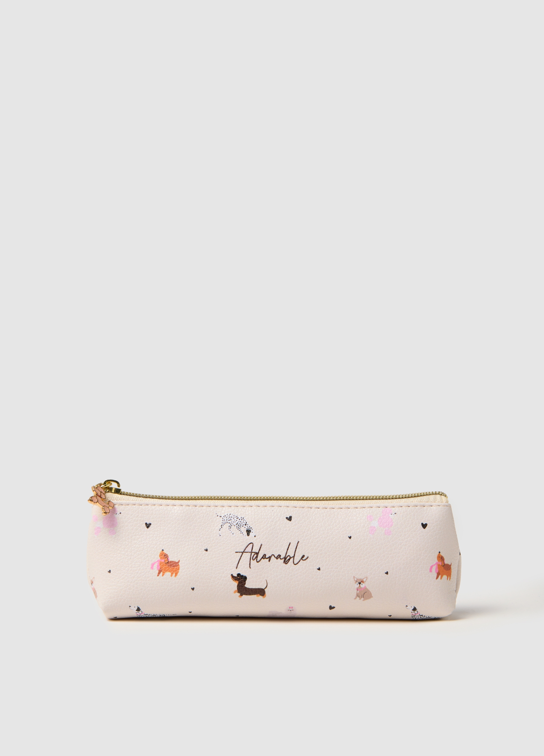 OVS, Astuccio Beige Con Stampa E Zip, Donna, Beige, Taglia: ONE SIZE