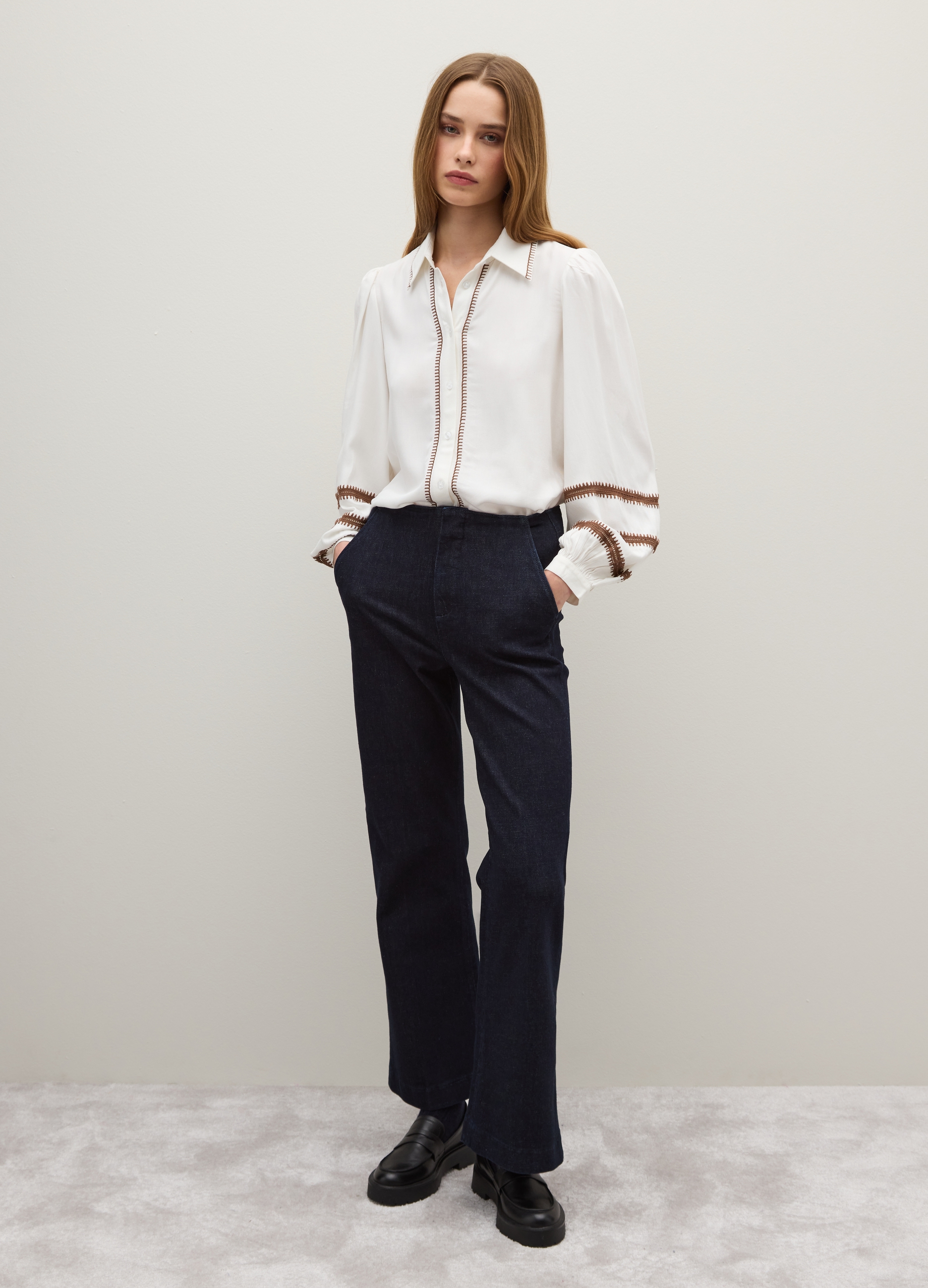 Piombo Contemporary, Pantaloni In Denim Blu Regular Fit, Donna, Blu, Taglia: 42