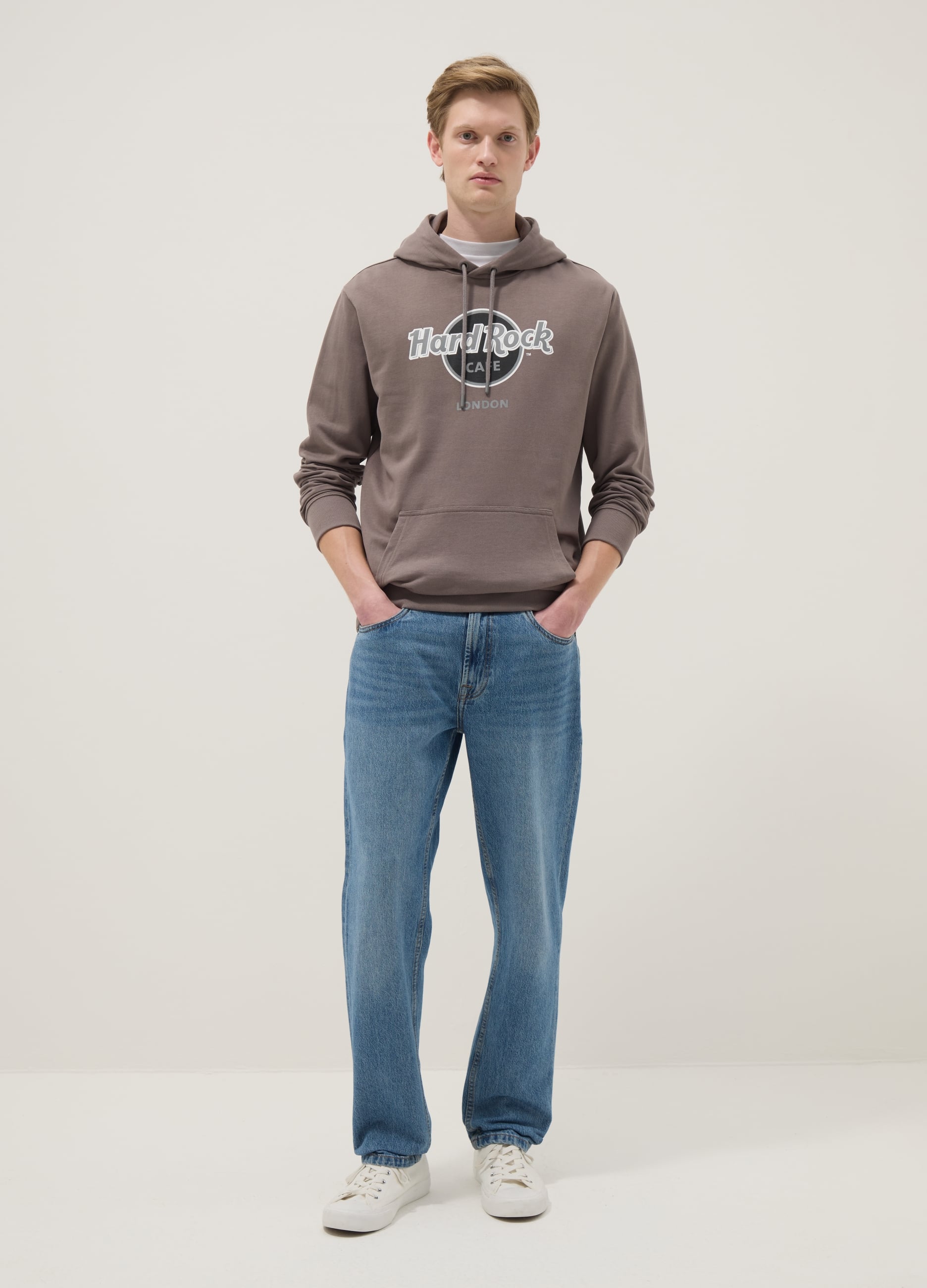 J LICENZE U.SICEM, Felpa In Puro Cotone Grigia Regular Fit Hard Rock Cafe London, Uomo, Grigio, Taglia: XL