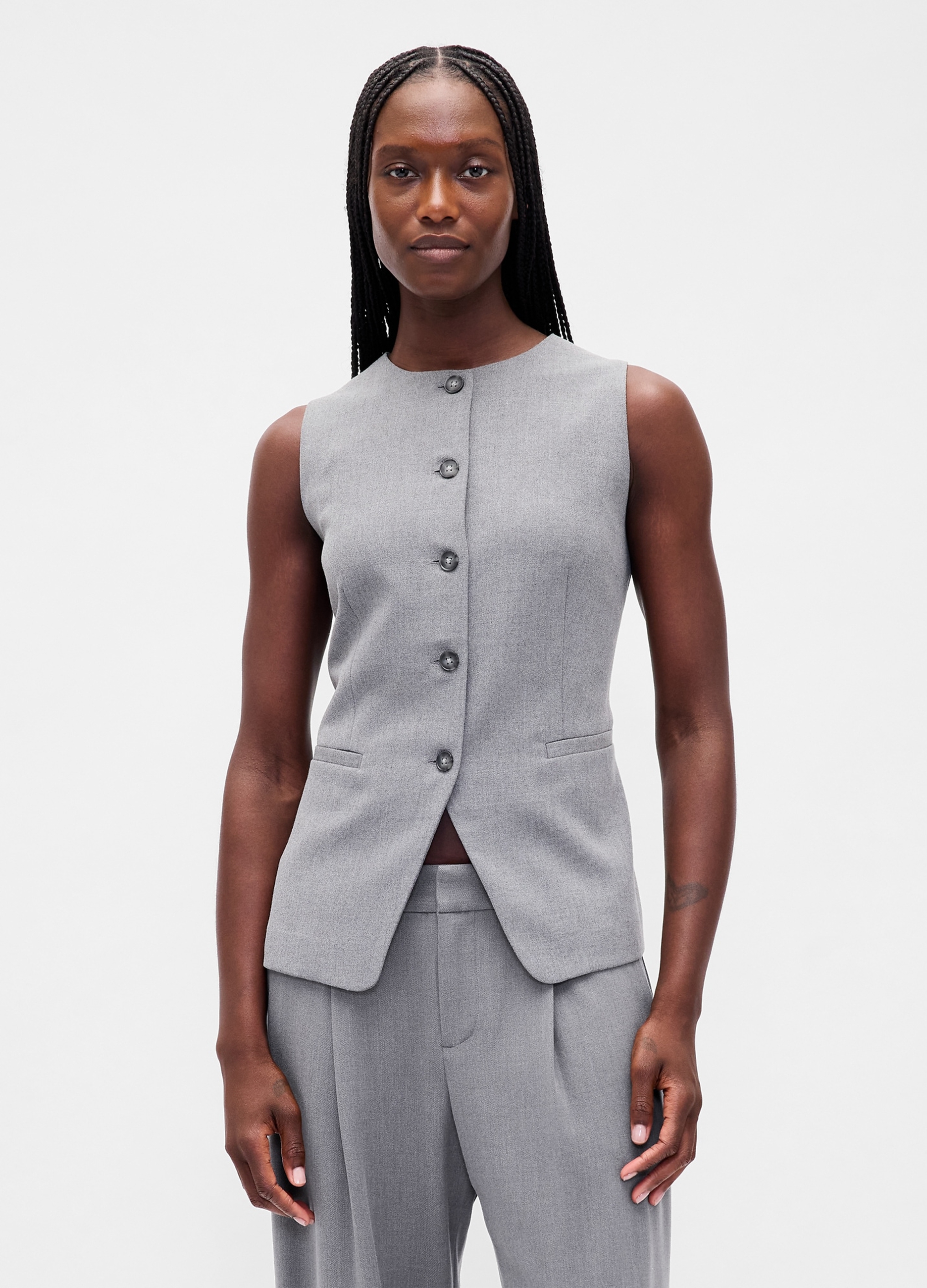 GAP, Gilet In Tessuto Elasticizzato, Donna, Grigio, Taglia: XL