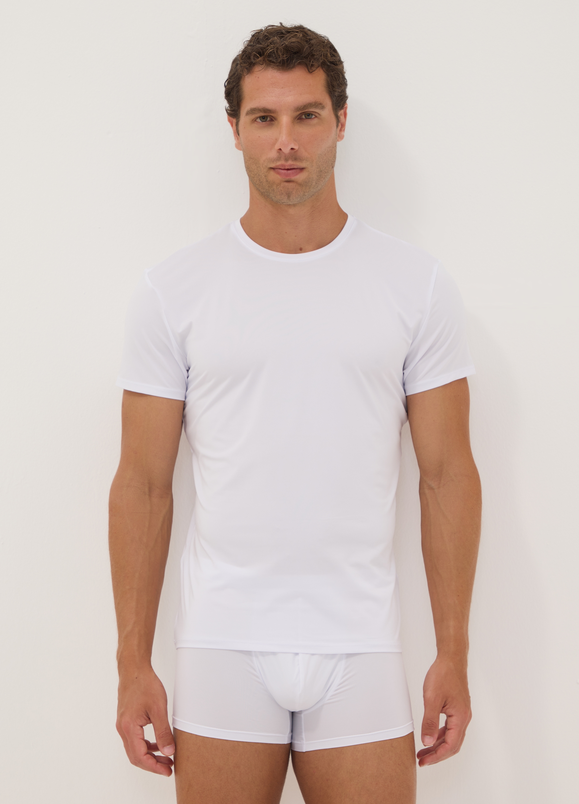 OVS, Bipack Di T-shirt Bianche In Microfibra Elasticizzato Regular Fit, Uomo, Bianco, Taglia: XL