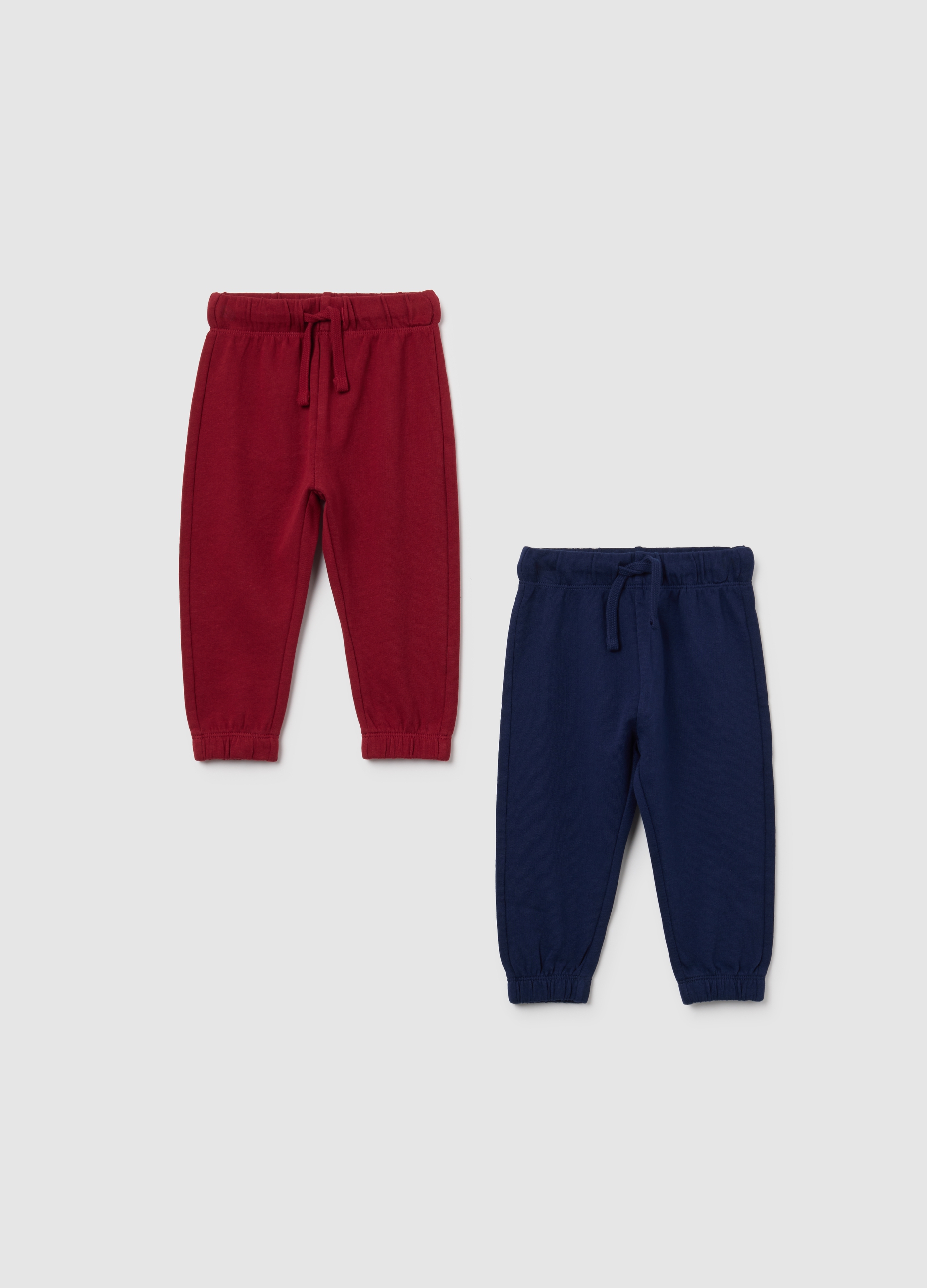Pack Dúo De Pantalones De Bebé En Algodón Puro Multicolor Ajuste Regular, Niño, Rojo/Azul, Talla: 9-12
