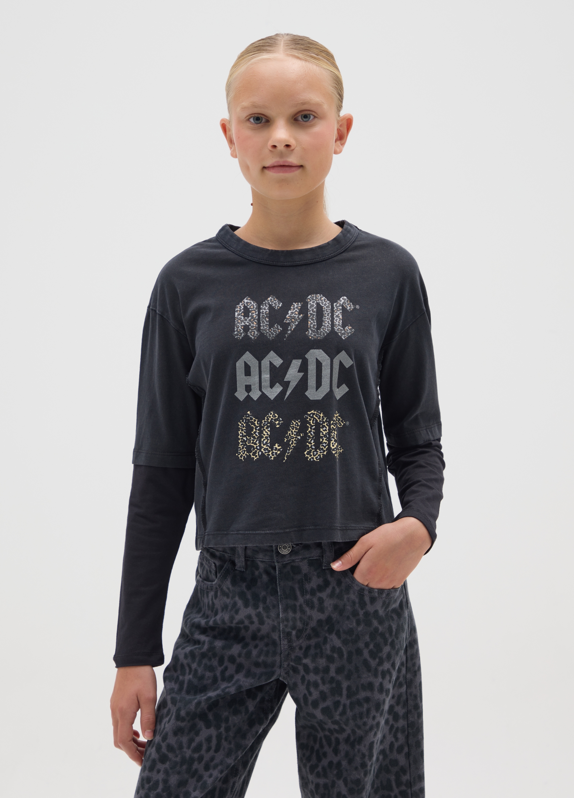 OVS KIDS, Maglia Da Ragazze In Puro Cotone Multicolor Boxy Fit Con Grafica Ac/dc, Bambina, Multicolor, Taglia: 14-15