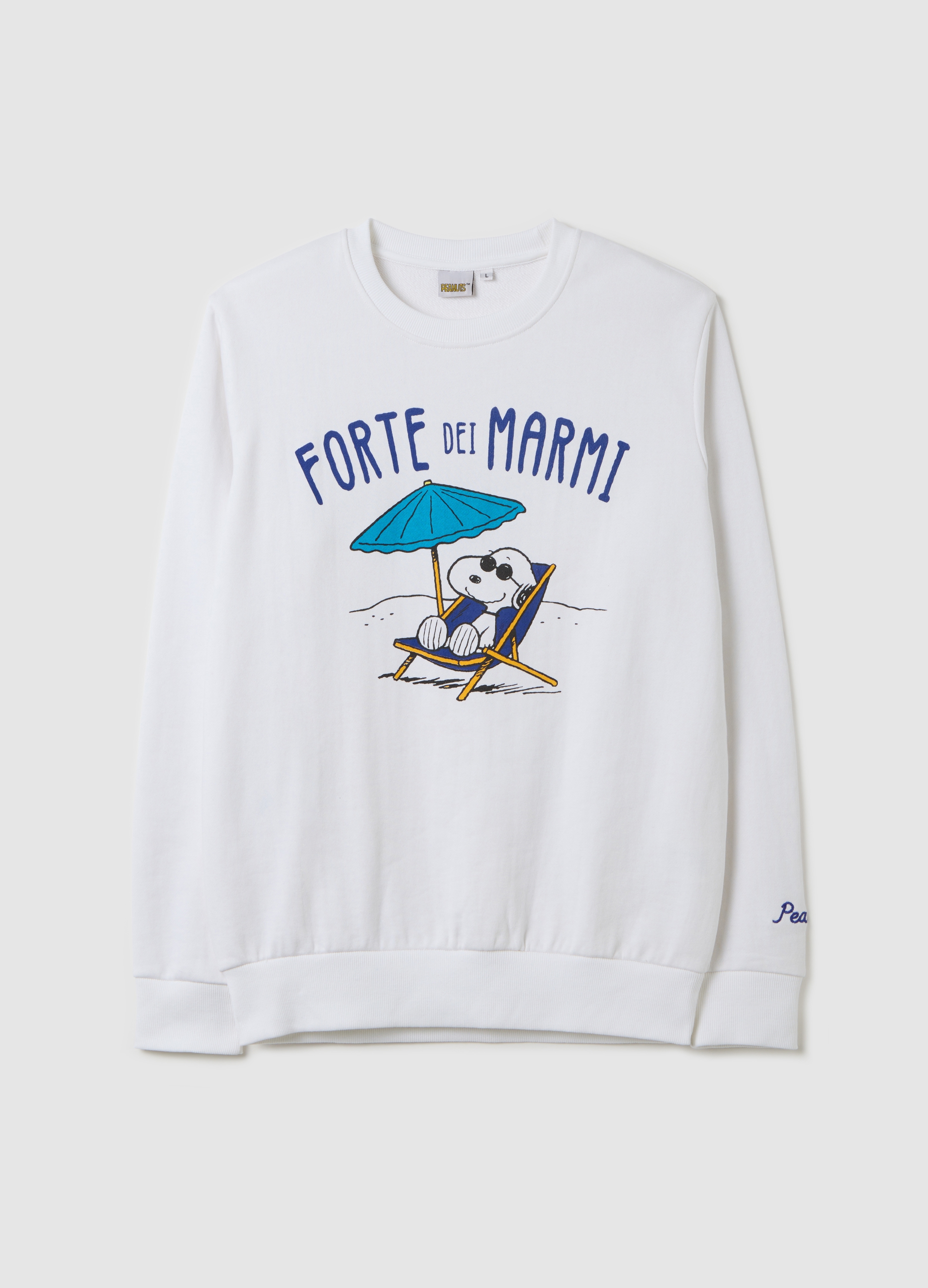 J LICENZE U.SICEM, Felpa In French Terry Con Stampa Snoopy forte Dei Marmi, Uomo, Bianco, Taglia: M