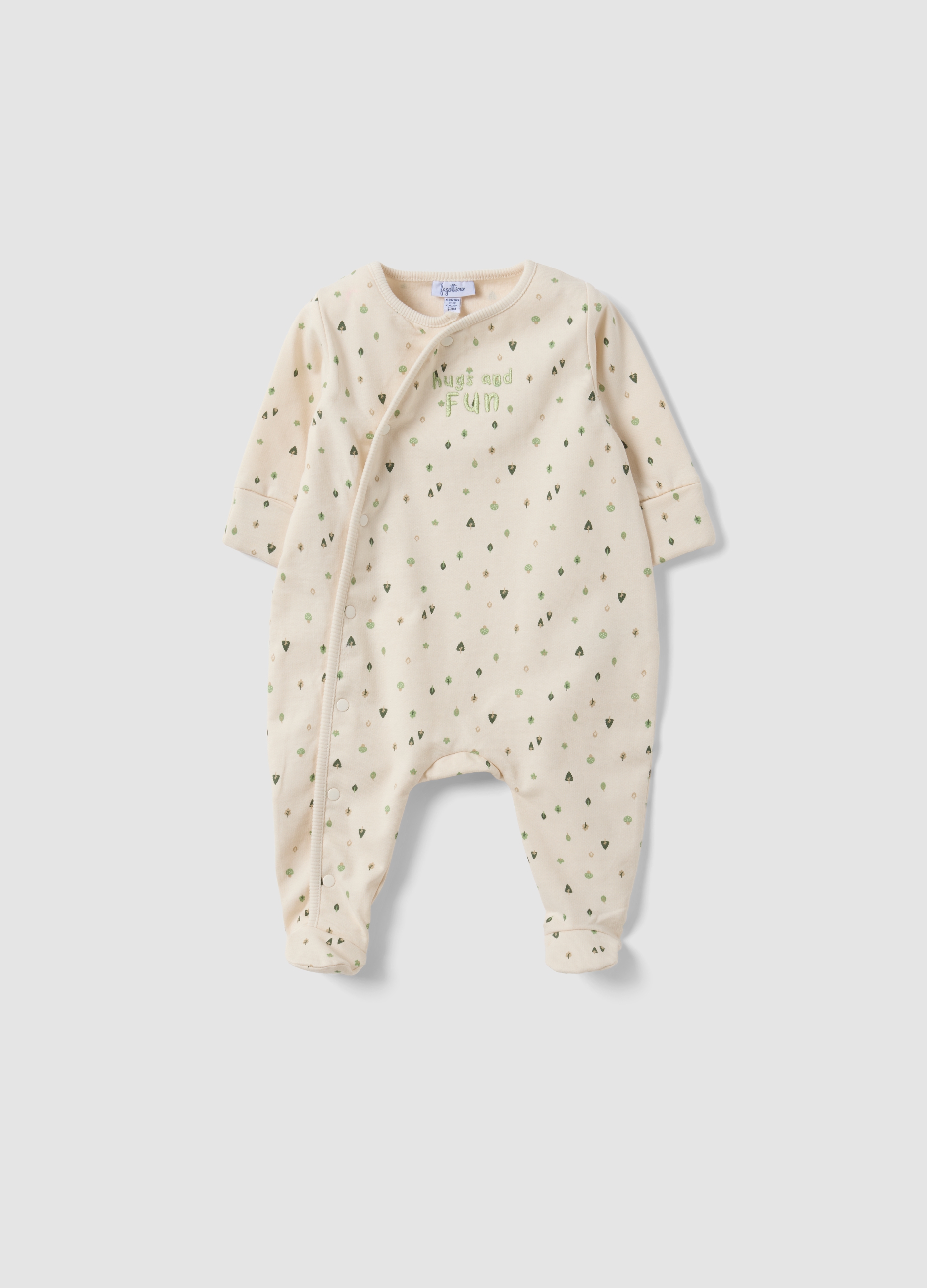 FAGOTTINO, Tutina Bianca In Puro Cotone Organico Con Fantasia Per Neonati, Unisex, Bianco, Taglia: 0-1
