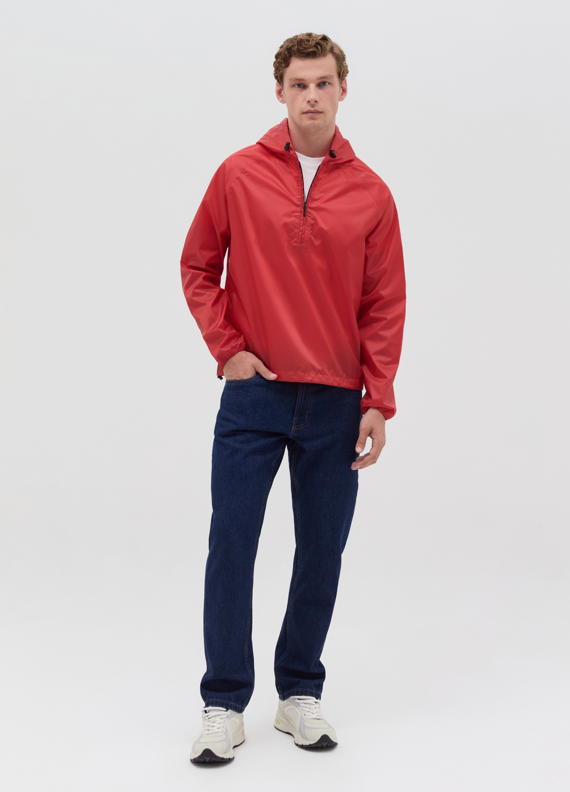 OVS , Giacca Essential Impermeabile Half-zip, Uomo, Rosso, Taglia: S