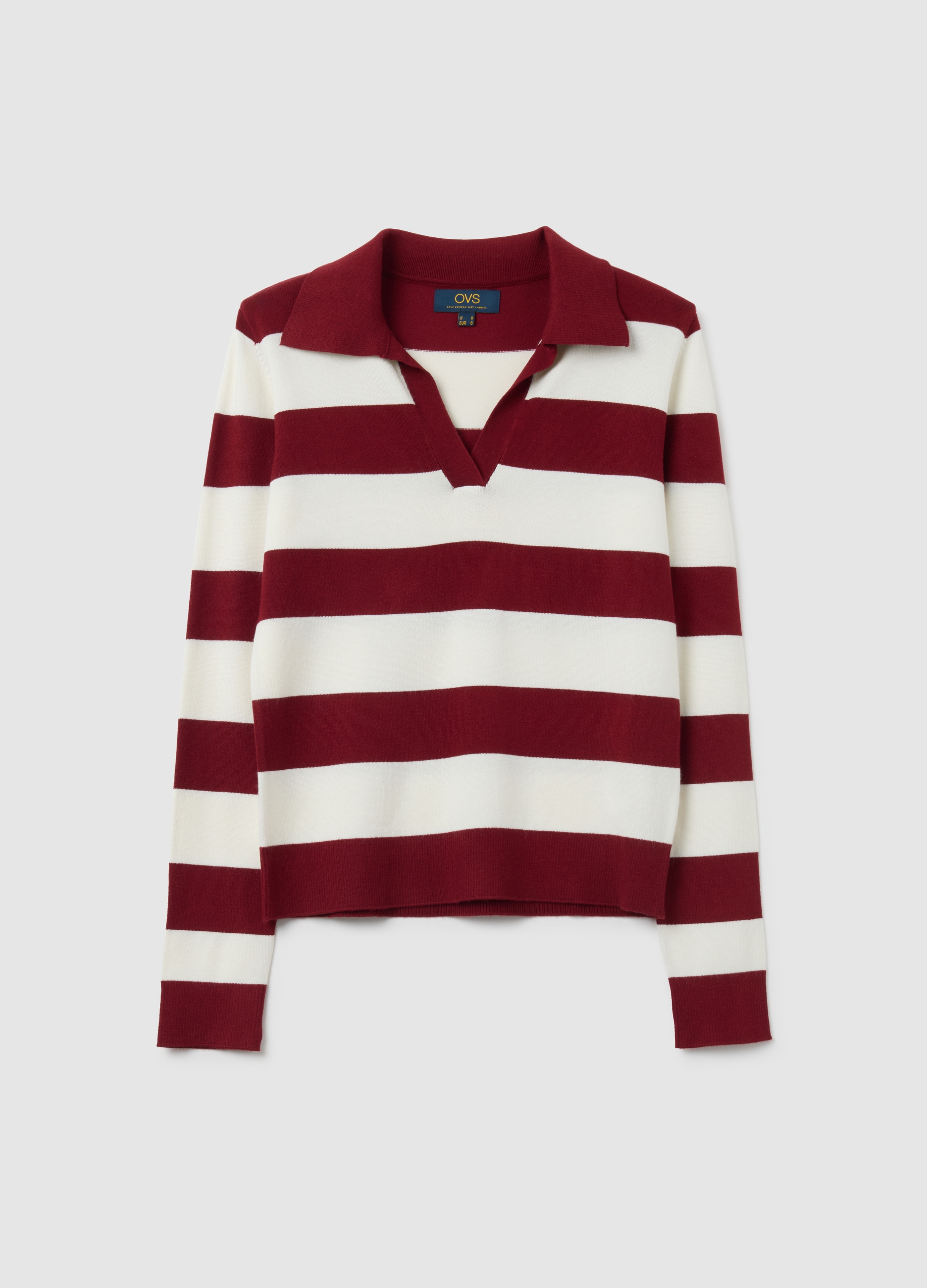 Jersey Regular Fit De Mezcla De Viscosa Multicolor A Rayas, Mujer, Blanco/rojo, Talla: 38