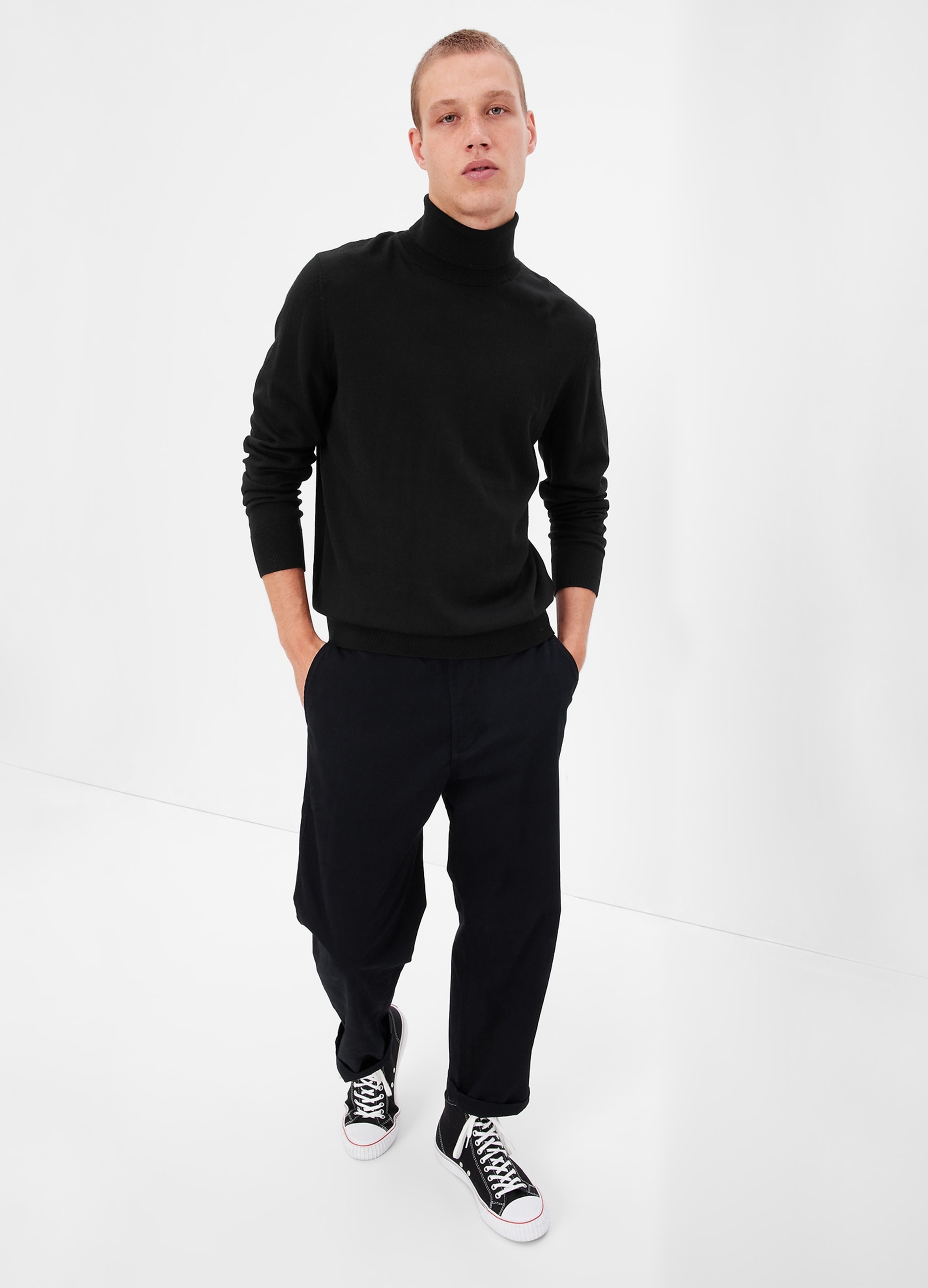 0000, Pullover In Lana Merino A Collo Alto, Uomo, Nero, Taglia: XS
