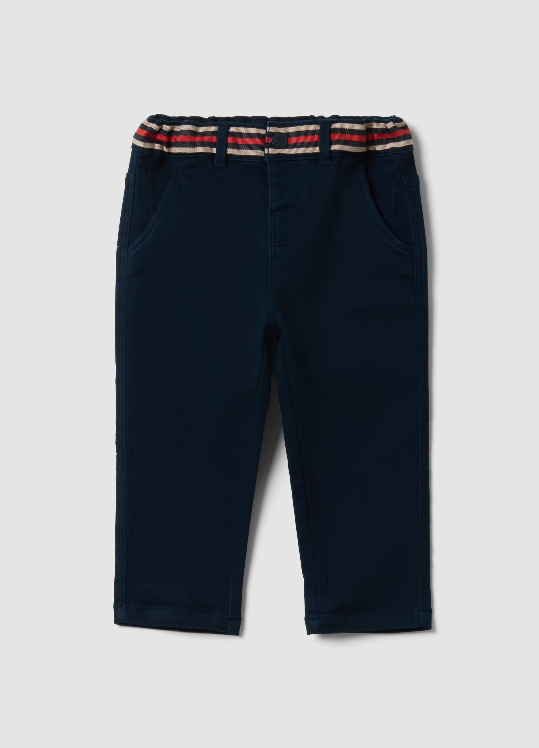 FAGOTTINO, Pantaloni Blu In Cotone Elasticizzato Con Vita Elasticizzata Per Bimbo, Bambino, Blu, Taglia: 24-30