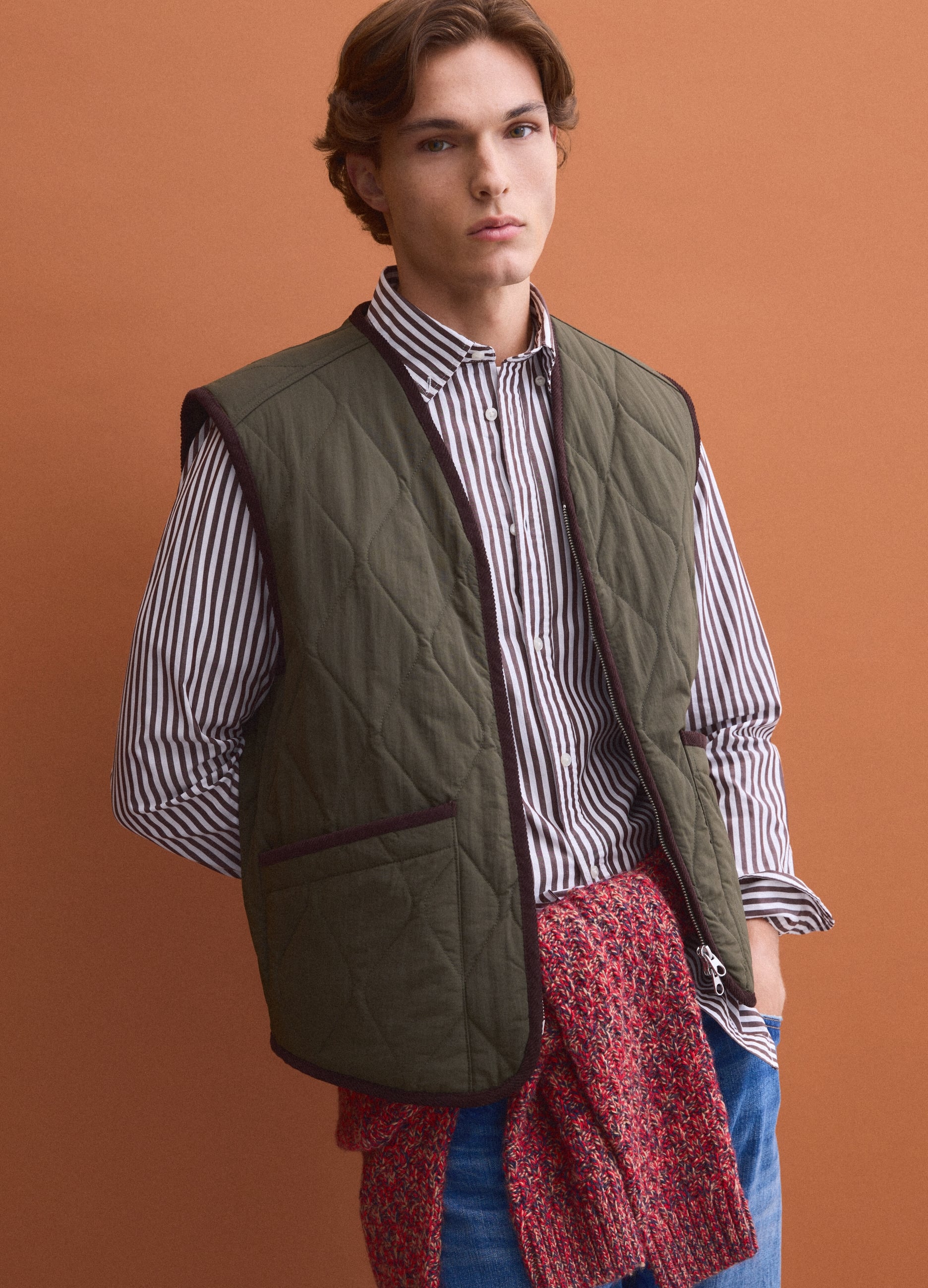 PIOMBO, Gilet Verde Trapuntato Con Zip Regular Fit, Uomo, Verde, Taglia: M