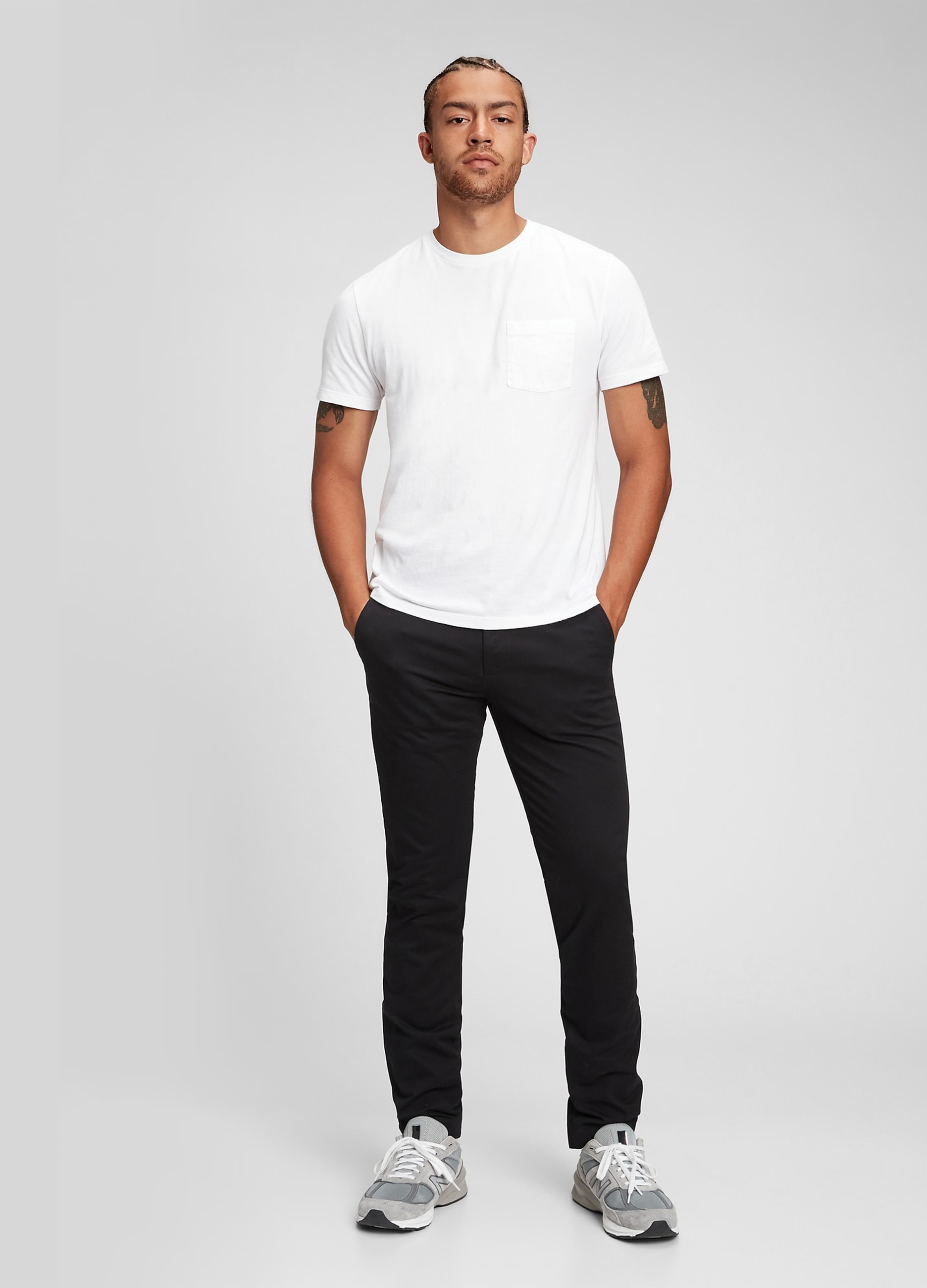 GAP, Pantaloni Chino Slim Fit In Cotone Stretch, Uomo, Nero, Taglia: 38 x 32