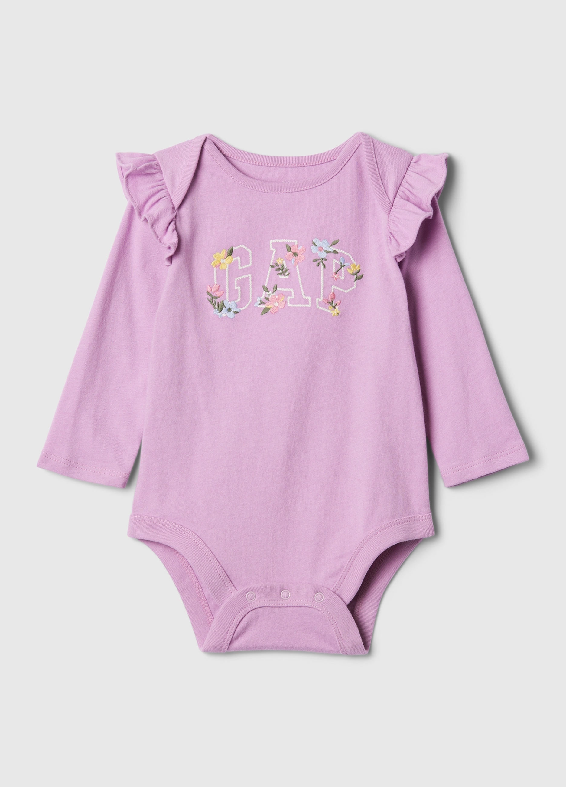 OVS, Body In Cotone Con Rouches E Ricamo Logo, Unisex, Viola, Taglia: 18-24M/79-84