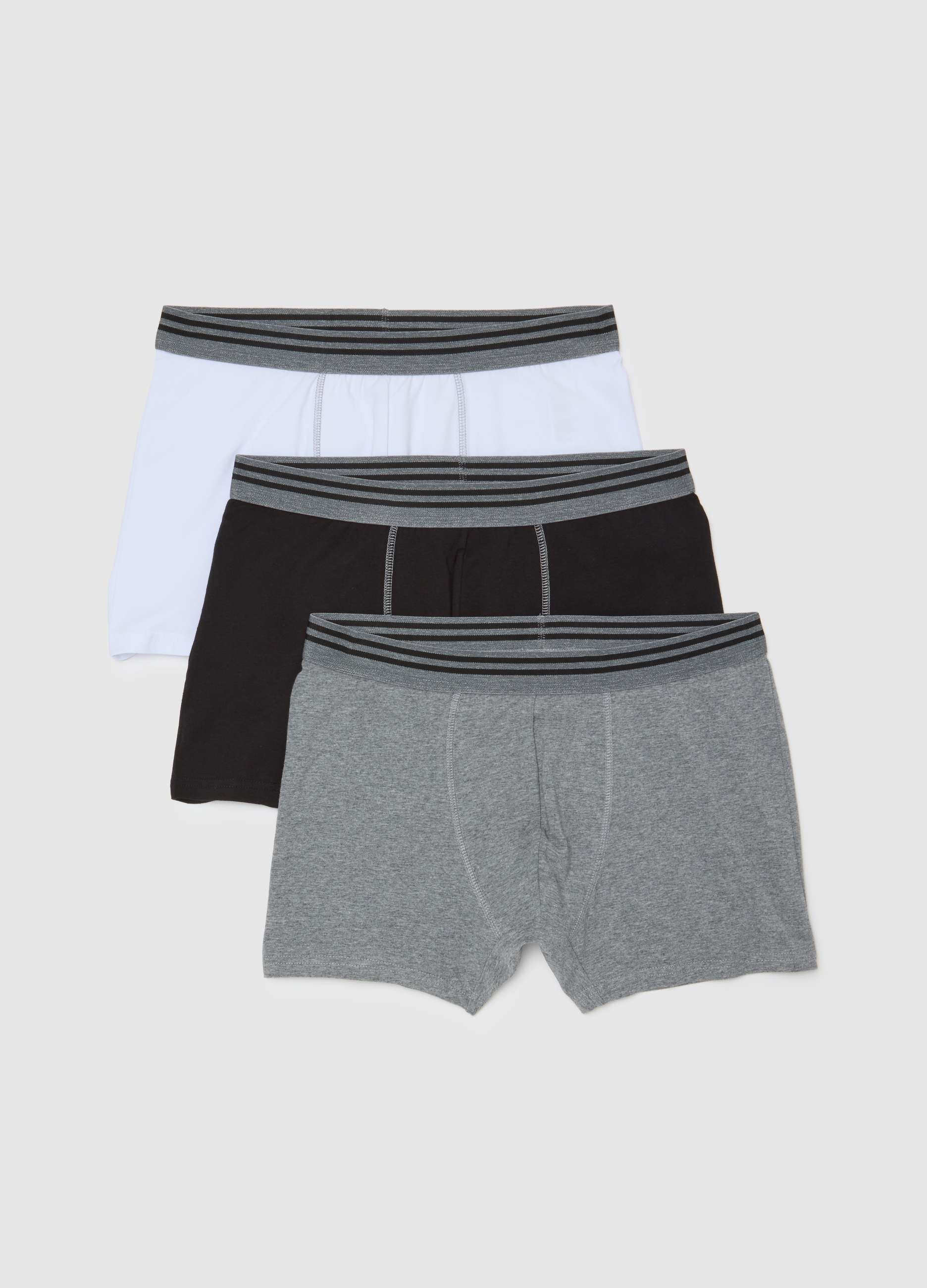 Tres Boxer De Algodón Elástico Gris, Hombre, Negro/Blanco/Gris, Talla: XXL