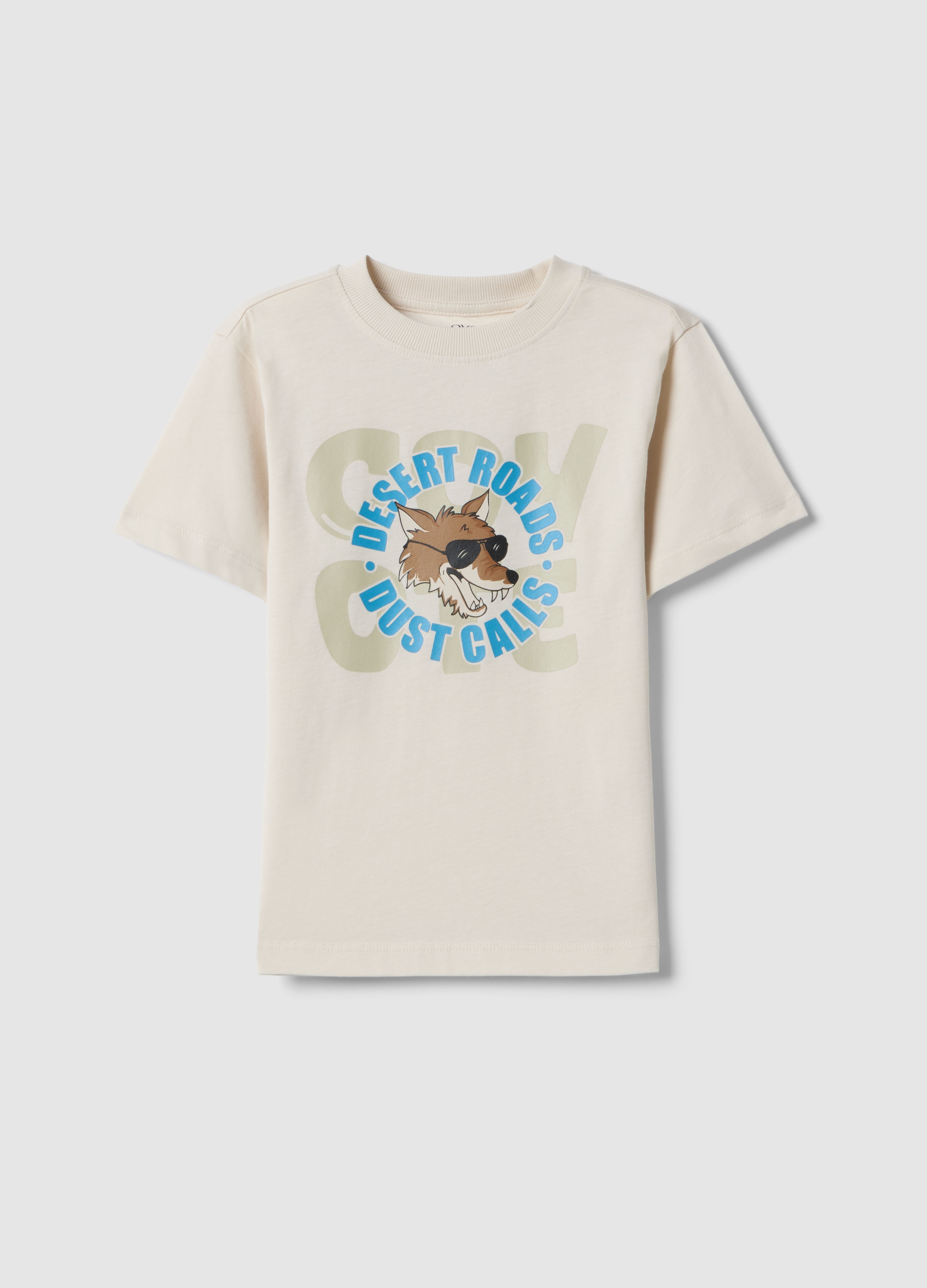 OVS KIDS, Camiseta Beige De Puro Algodón Regular Fit Para Niños Con Estampado, Niño, Beige Jaspeado, Talla: 5-6