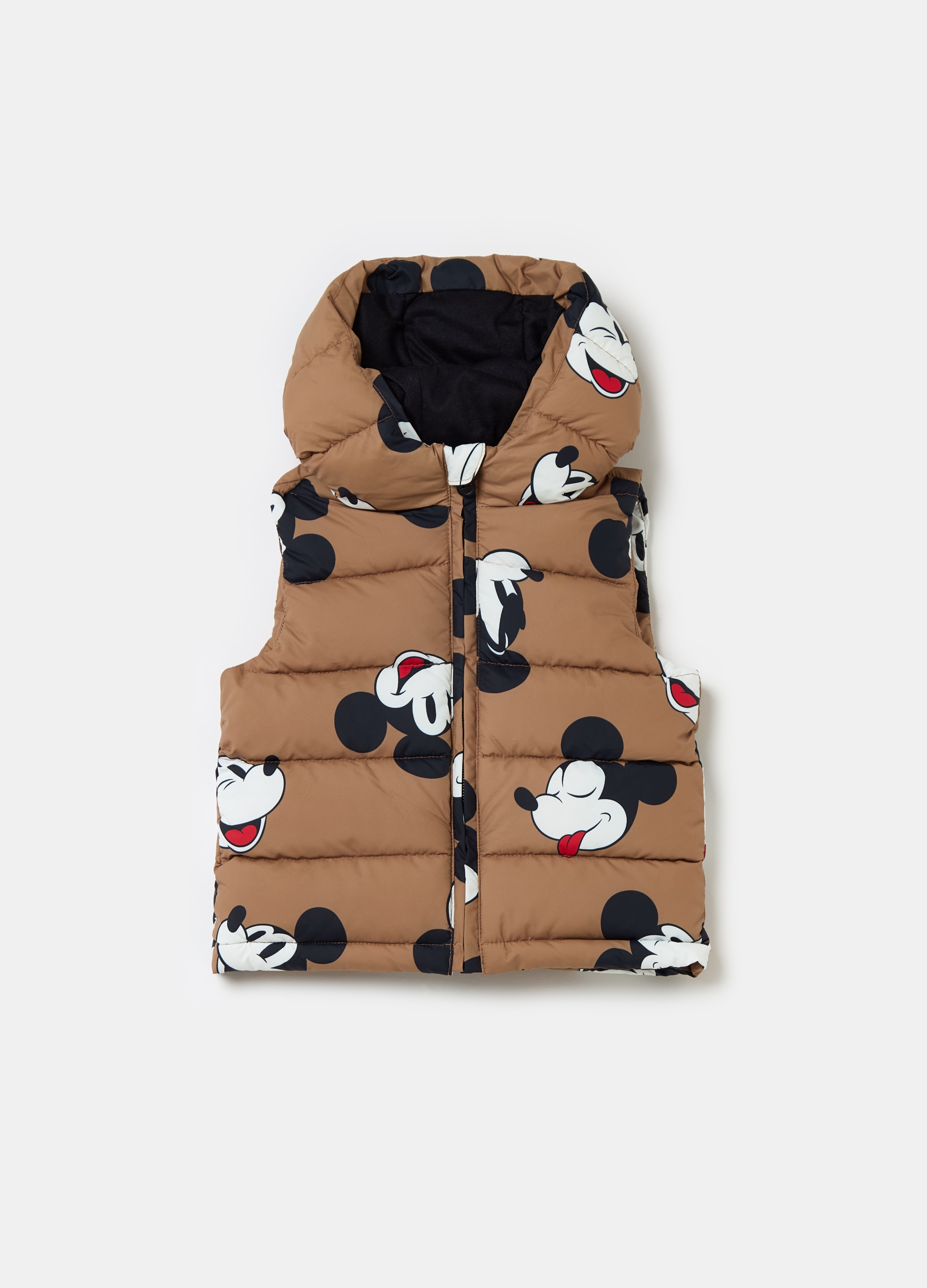 FAGOTTINO, Gilet Trapuntato Con Cappuccio Topolino, Bambino, Marrone, Taglia: 18-24