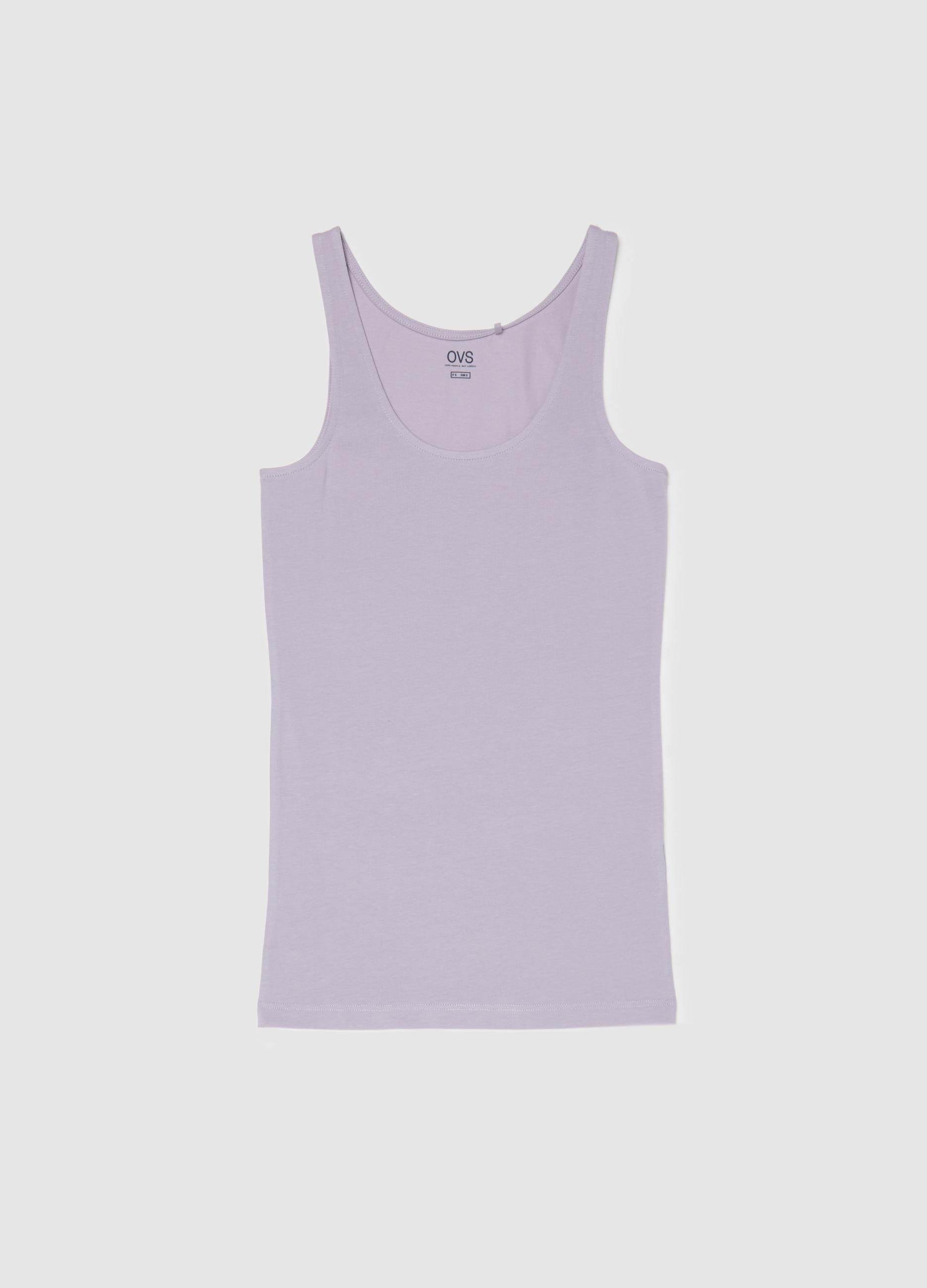 Camiseta Sin Mangas Violeta De Algodón Elástico Corte Regular, Mujer, Lila claro, Talla: XL
