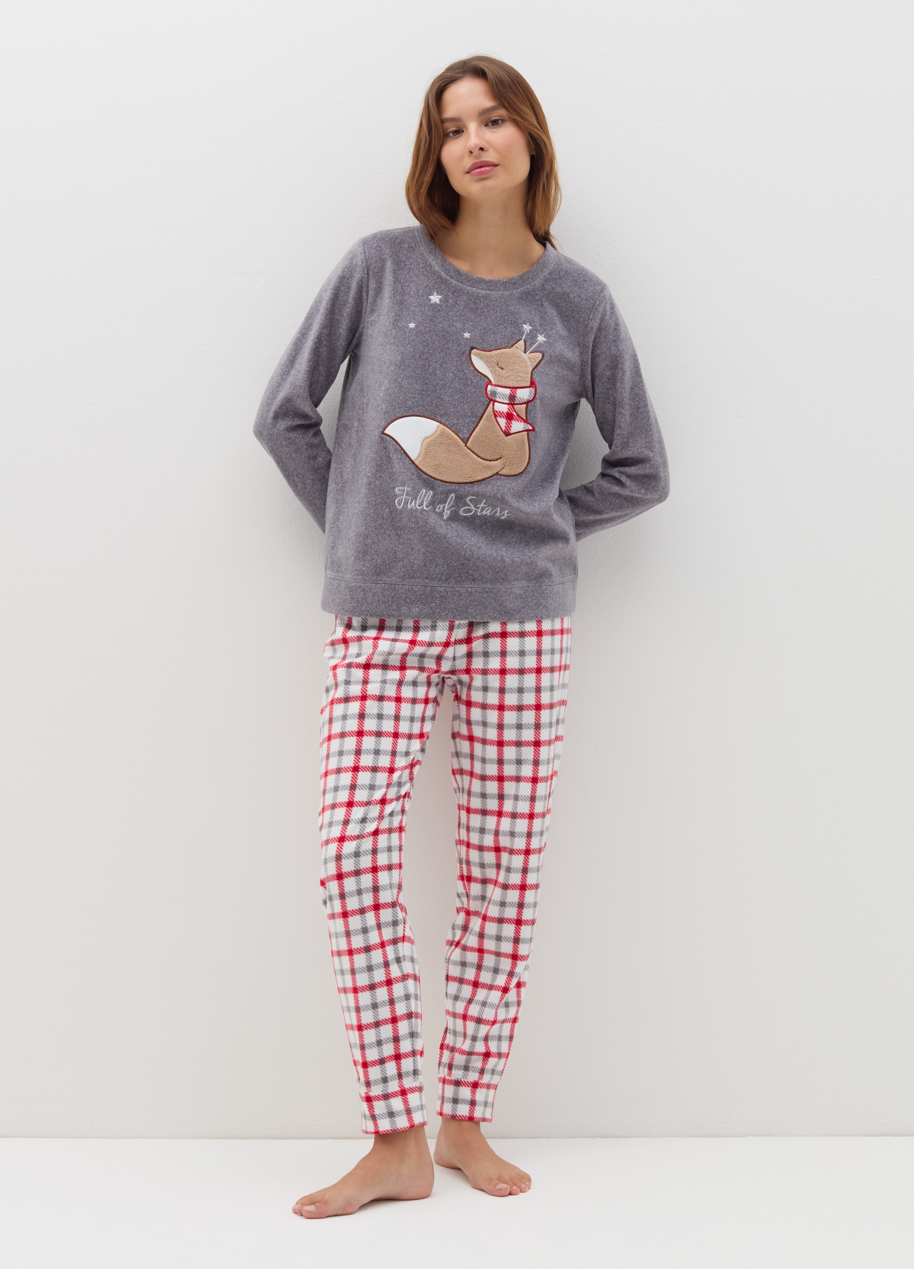 OVS, Pigiama In Velour Con Ricamo "full Of Stars", Donna, Multicolor, Taglia: XXL