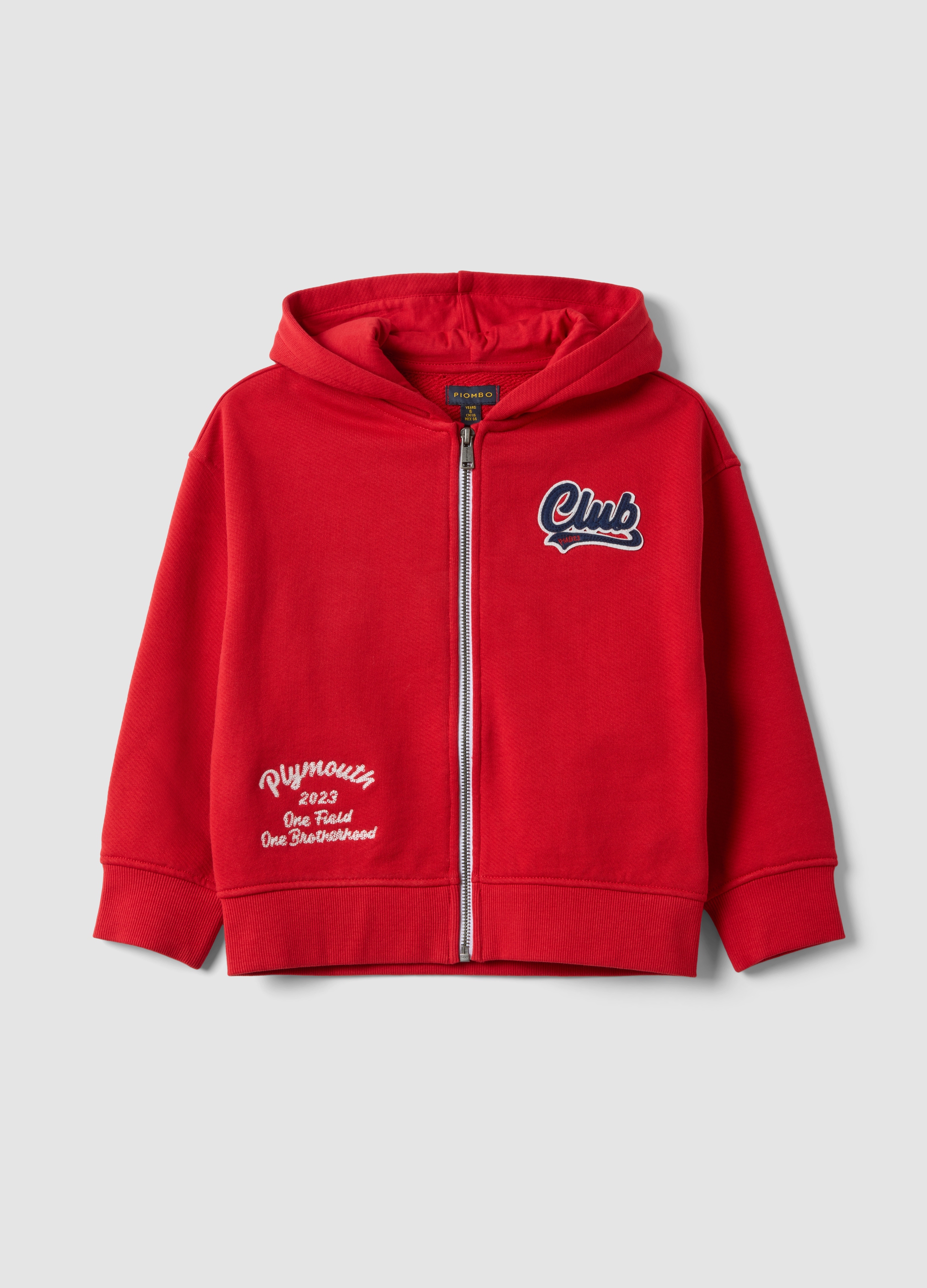 PIOMBO KIDS, Felpa Rossa In Puro Cotone Organico Con Ricami Over Fit Per Bambino, Rosso, Taglia: 8