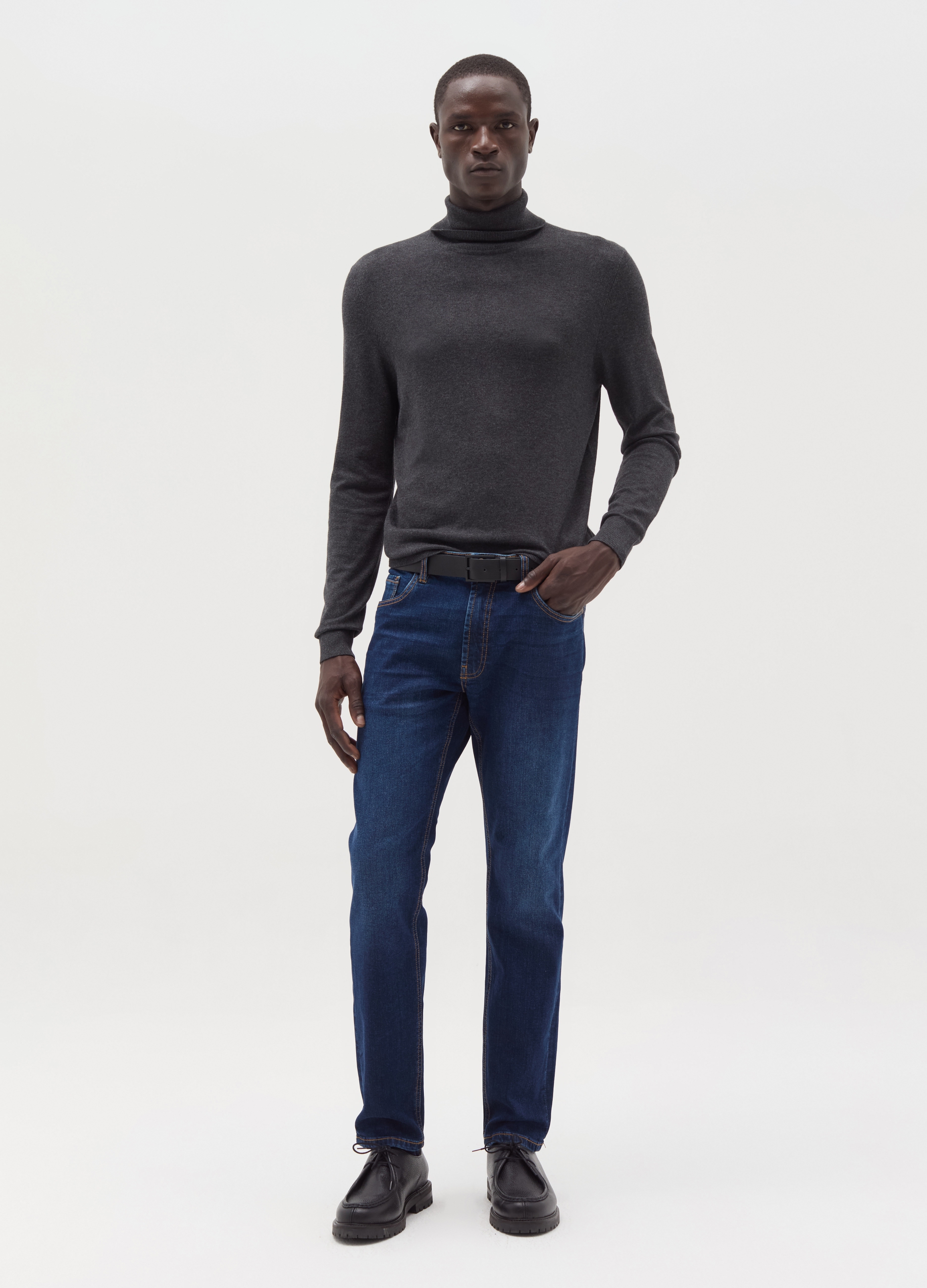 Jersey De Cuello Alto, Hombre, Gris oscuro jaspeado, Talla: XXL