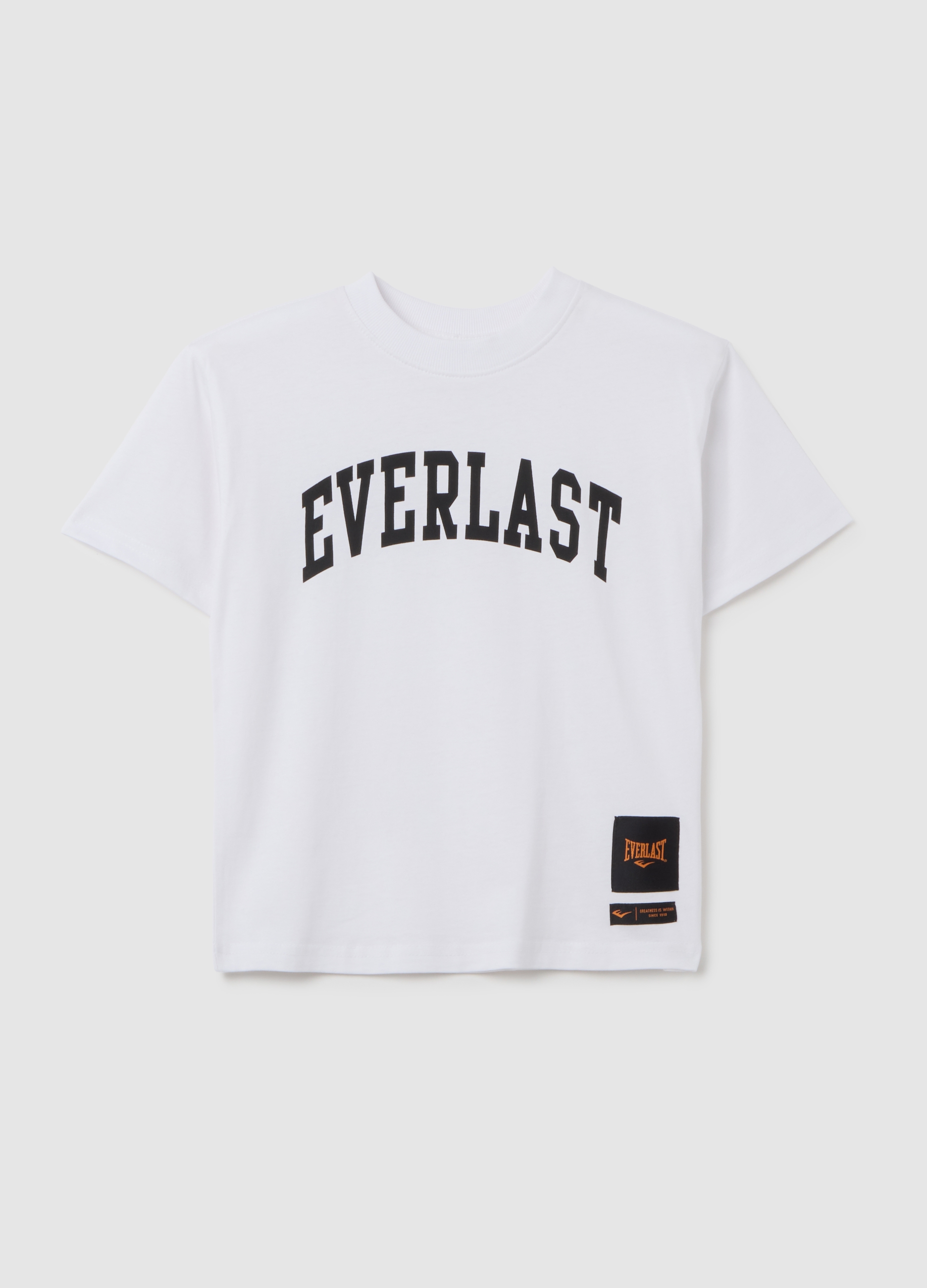 EVERLAST, T-shirt Da Bambino In Puro Cotone Bianca Regular Fit Con Logo, Bianco, Taglia: 8-9