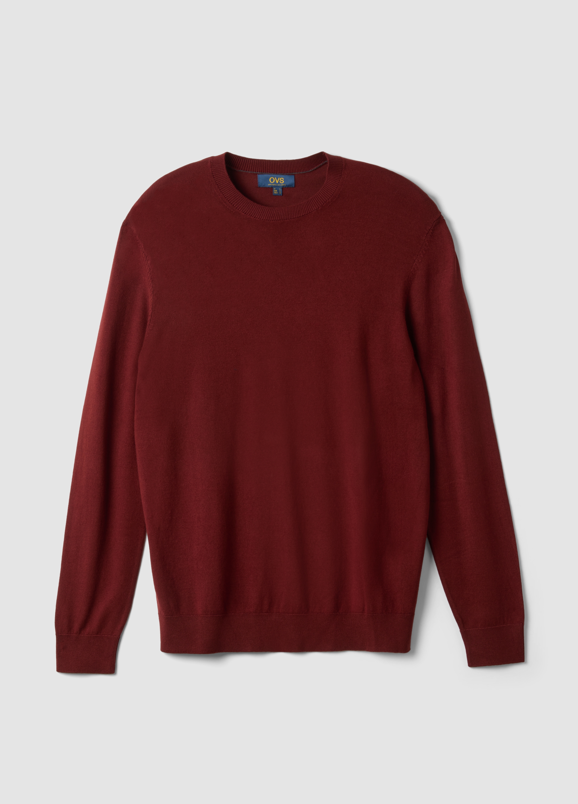 OVS, Maglia Girocollo Rossa In Misto Viscosa Regular Fit, Uomo, Rosso, Taglia: L