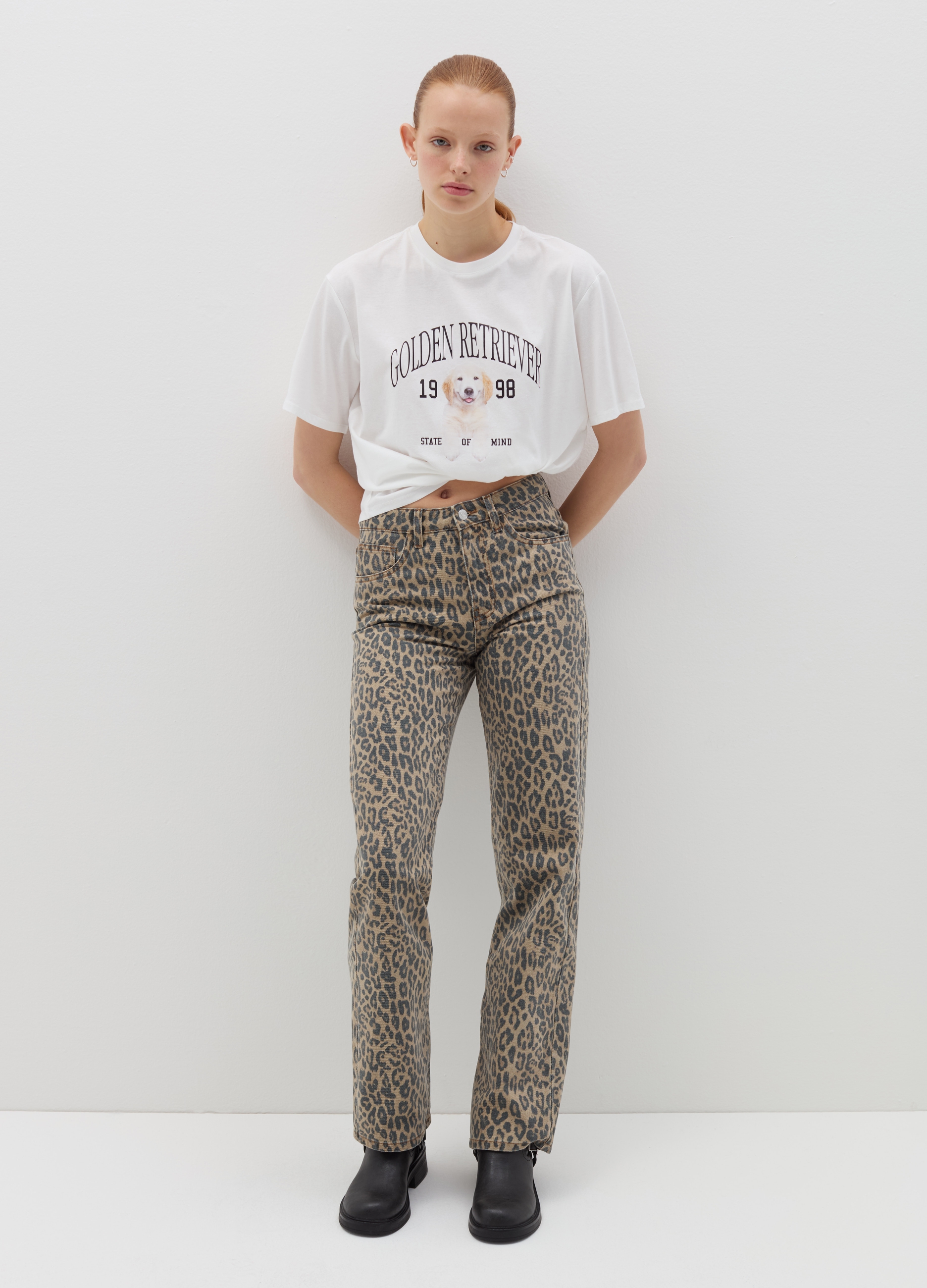 B.ANGEL, Camiseta Relaxed Fit De Algodón Con Estampado, Mujer, Blanco, Talla: 36