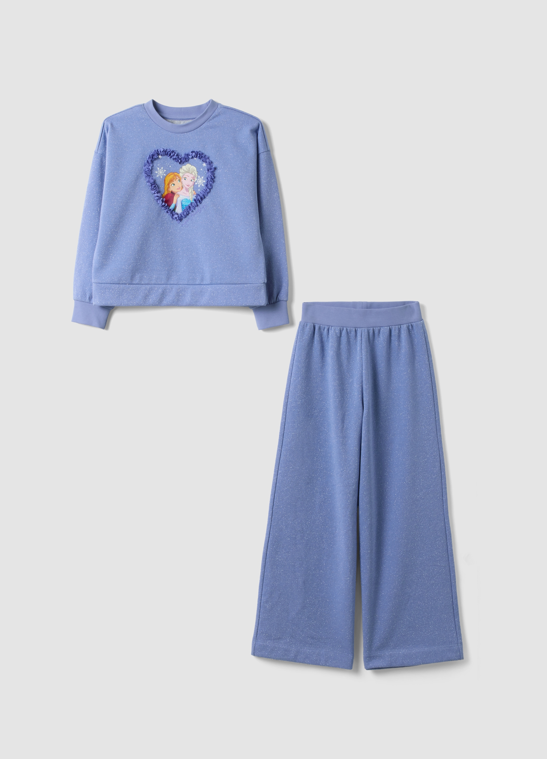 DISNEY, Completo Jogging Viola In Misto Cotone A Tema Frozen Per Bambina, Viola, Taglia: 6-7