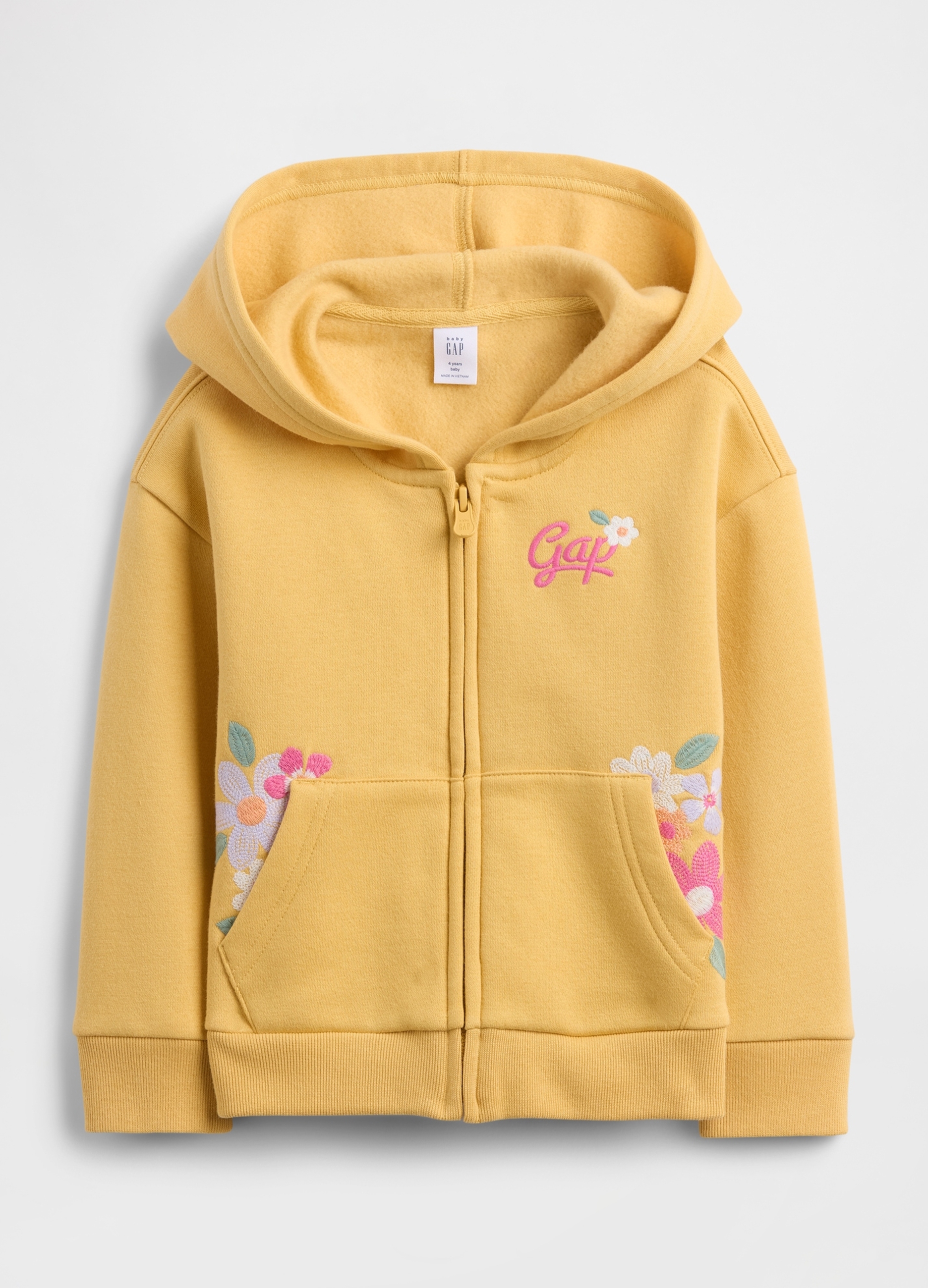 GAP KIDS, Felpa Con Cappuccio E Zip, Bambina, Giallo, Taglia: 6-12M/69-74