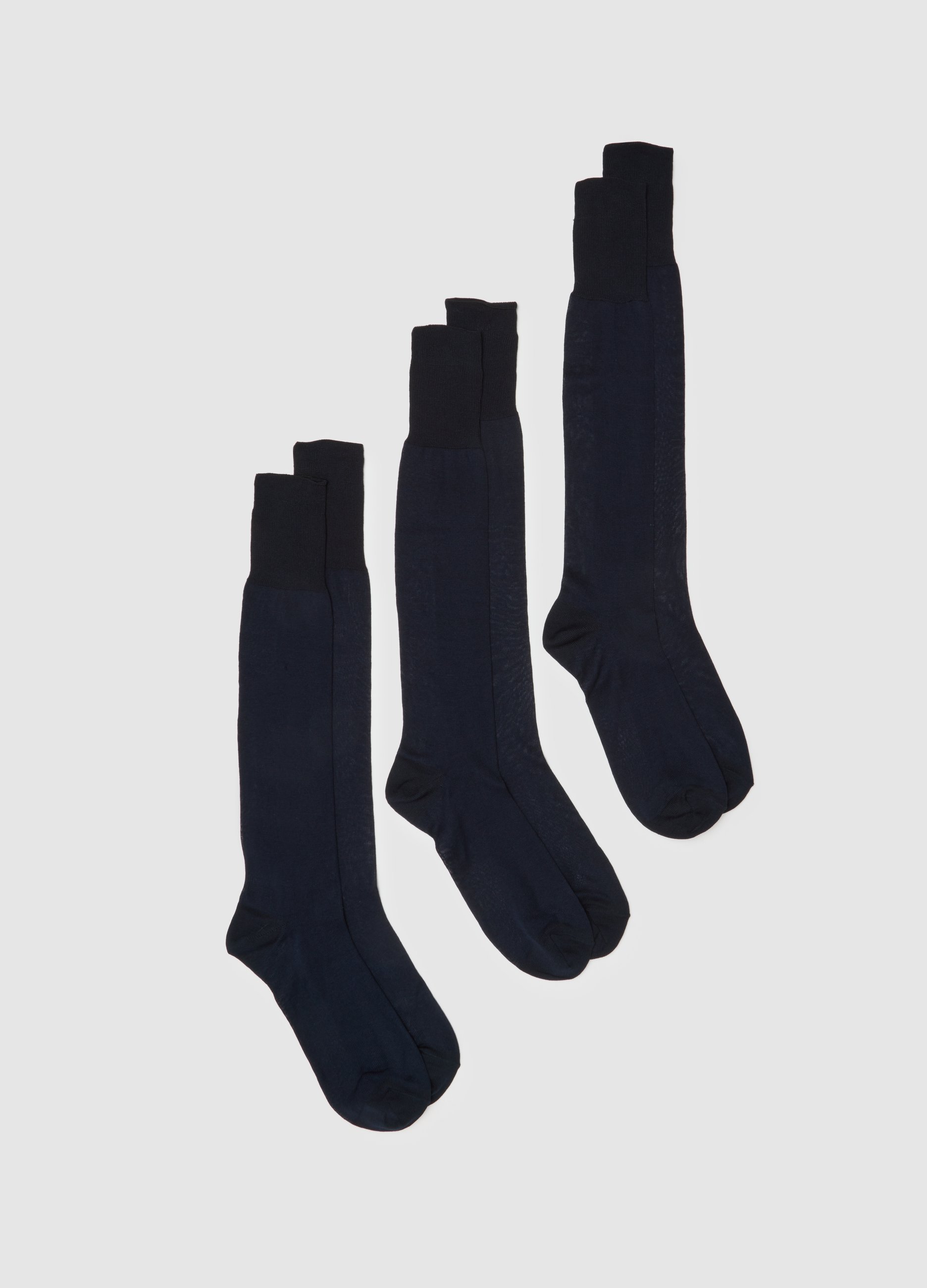 Tripack Di Calze Lunghe In Puro Cotone Blu, Hombre, Azul marino, Talla: 42/43