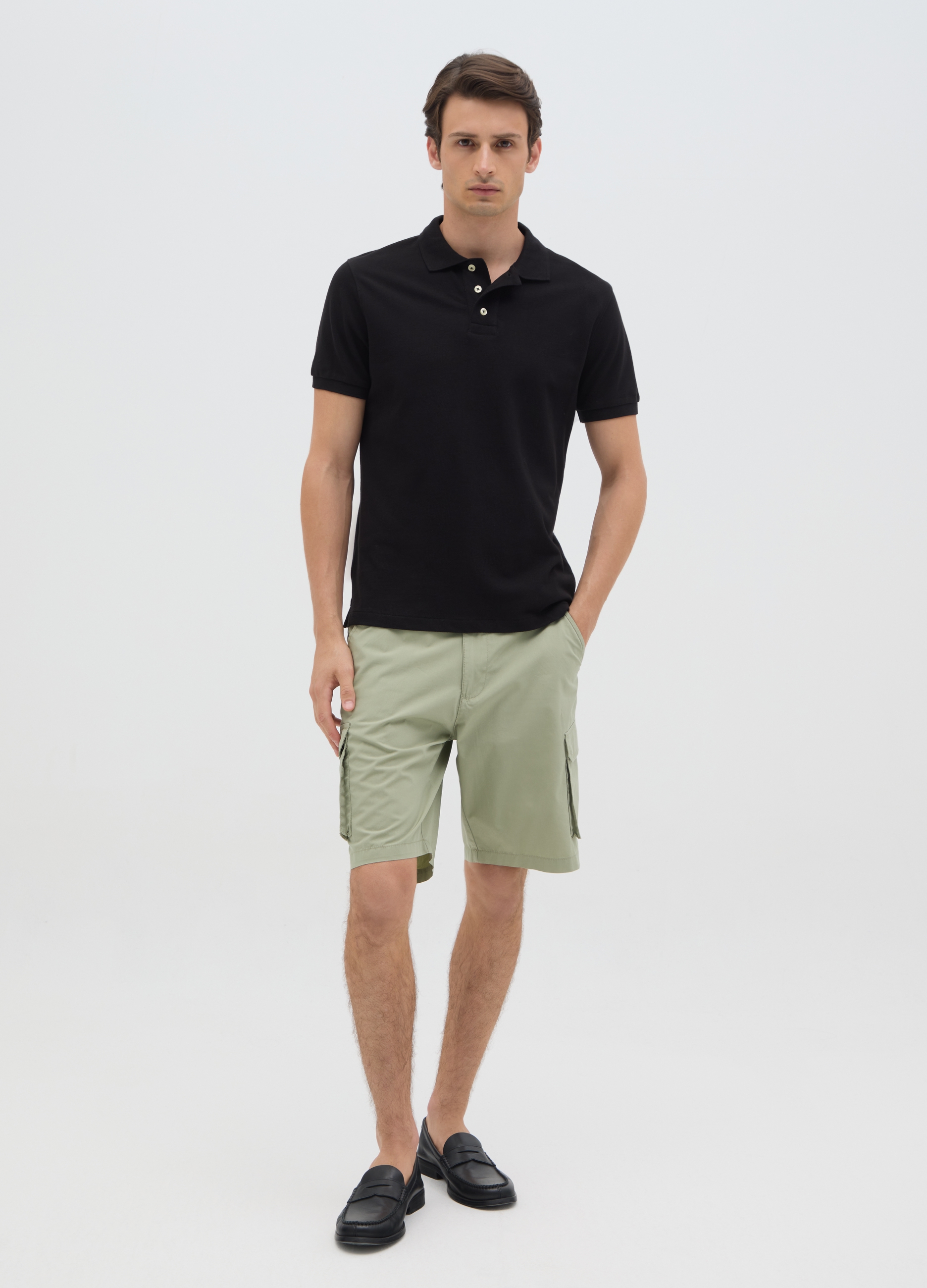 OVS, Shorts De Hombre De Algodón Puro Verde Ajuste Regular, Hombre, Verde claro, Talla: 46