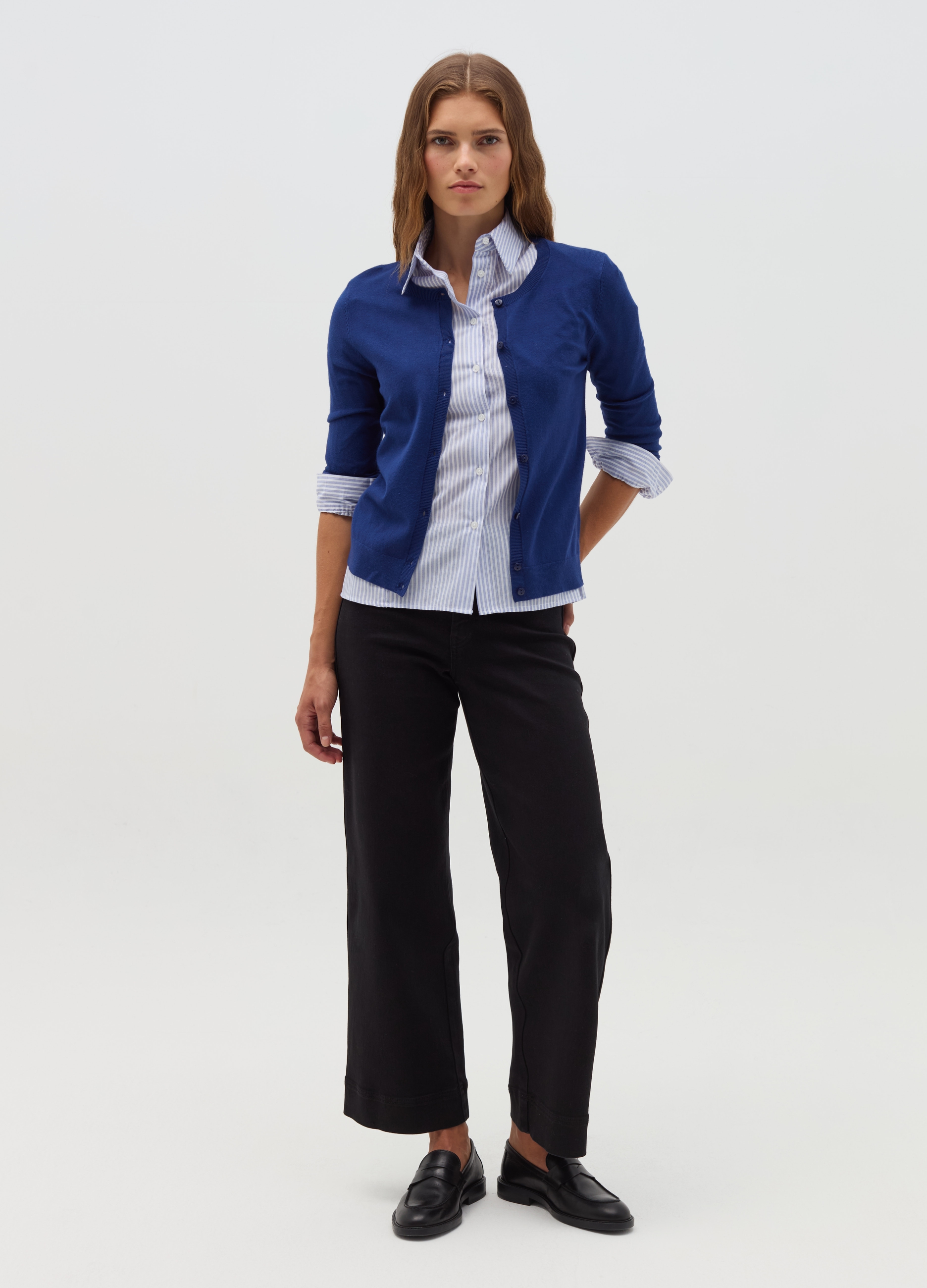 Cárdigan De Viscosa Sostenible Fsc®, Mujer, Azul oscuro, Talla: 40