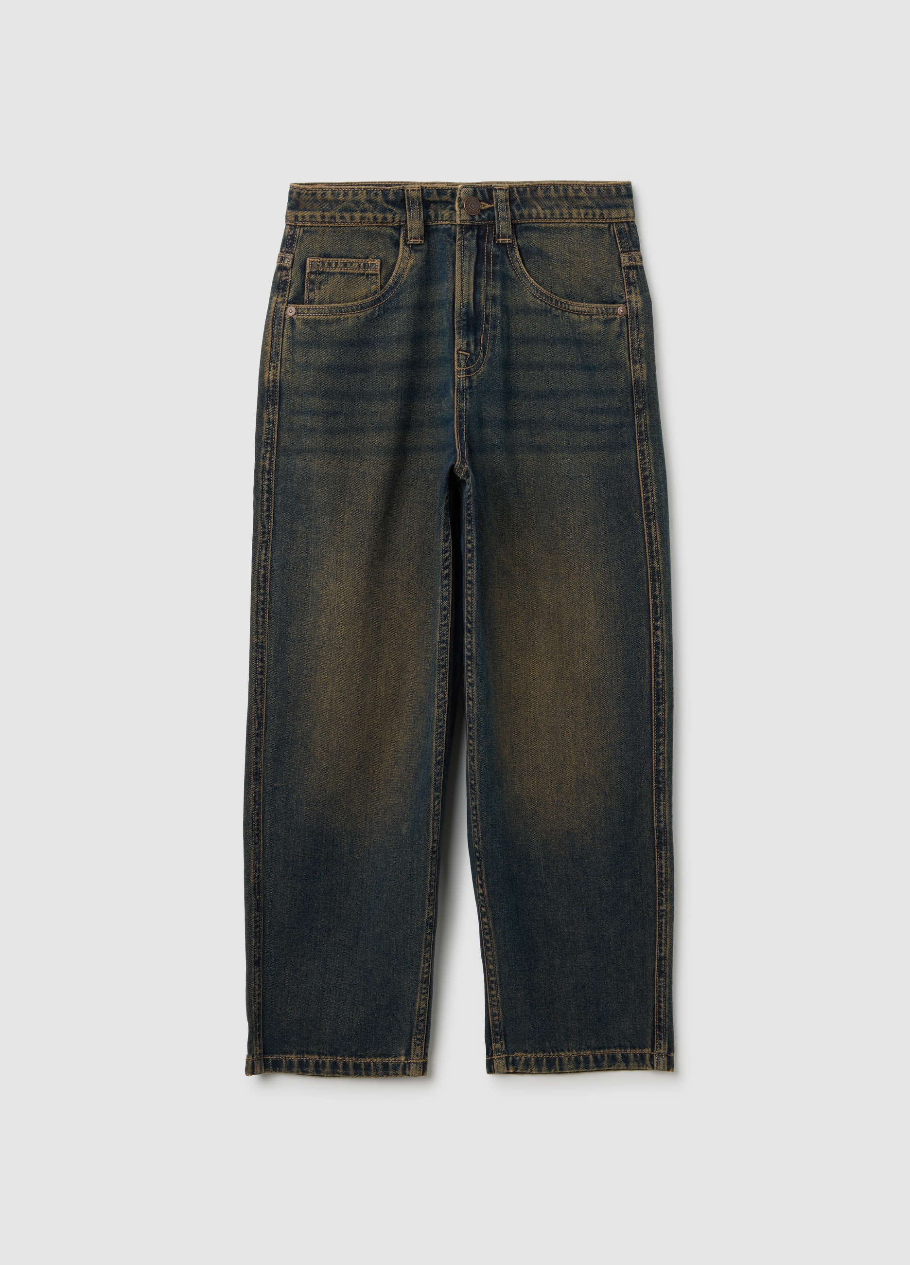 Jeans Da Ragazzo In Puro Cotone Denim Regular Fit, Niño, Azul vaquero, Talla: 13-14