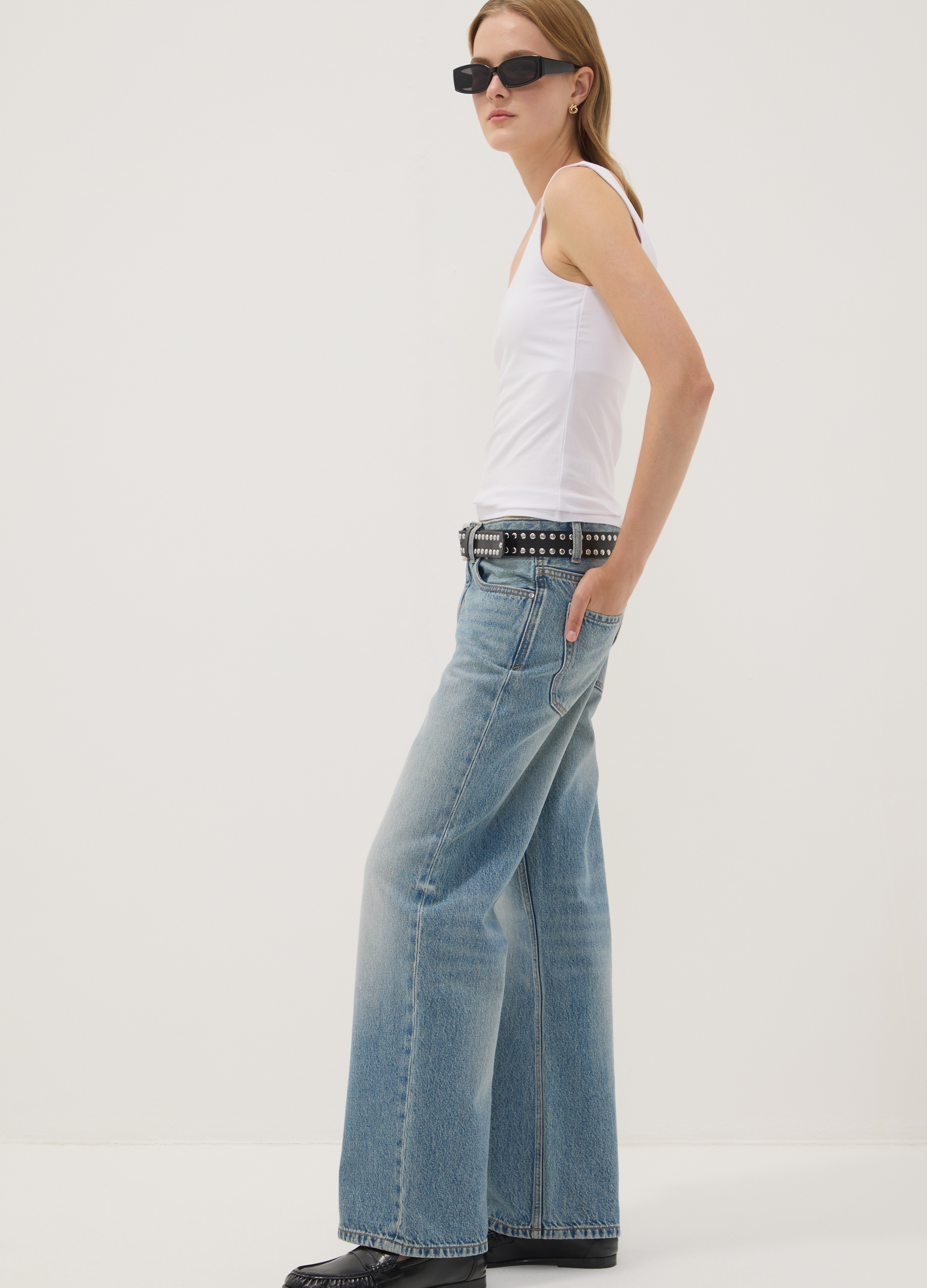 REPUBLIC OF DENIM, Jeans Straight Fit In Puro Cotone Blu Chiaro, Donna, Blu, Taglia: 40