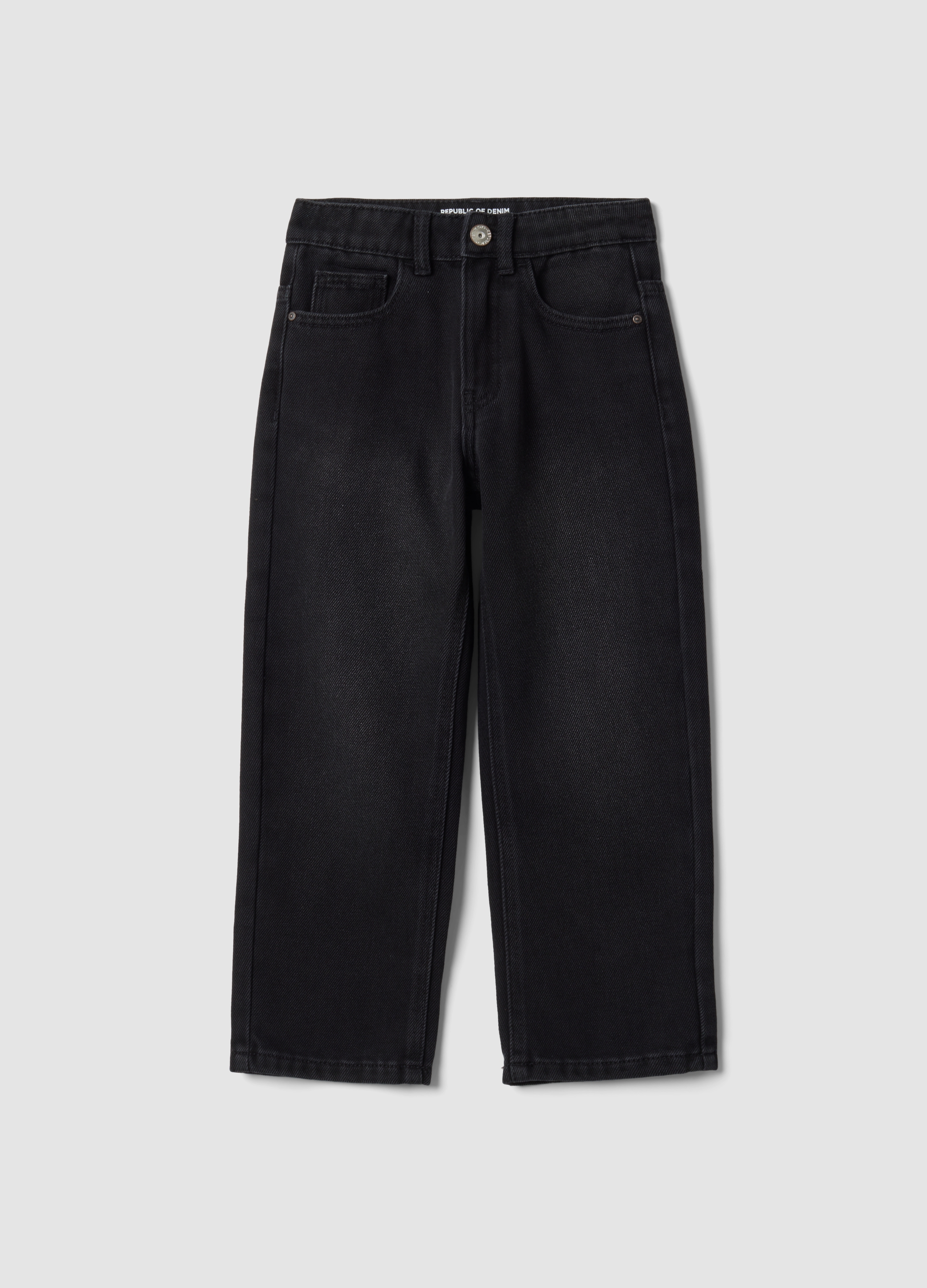 REPUBLIC OF DENIM, Jeans Neri Wide Leg In Misto Cotone E Viscosa Per Bambino, Nero, Taglia: 5-6