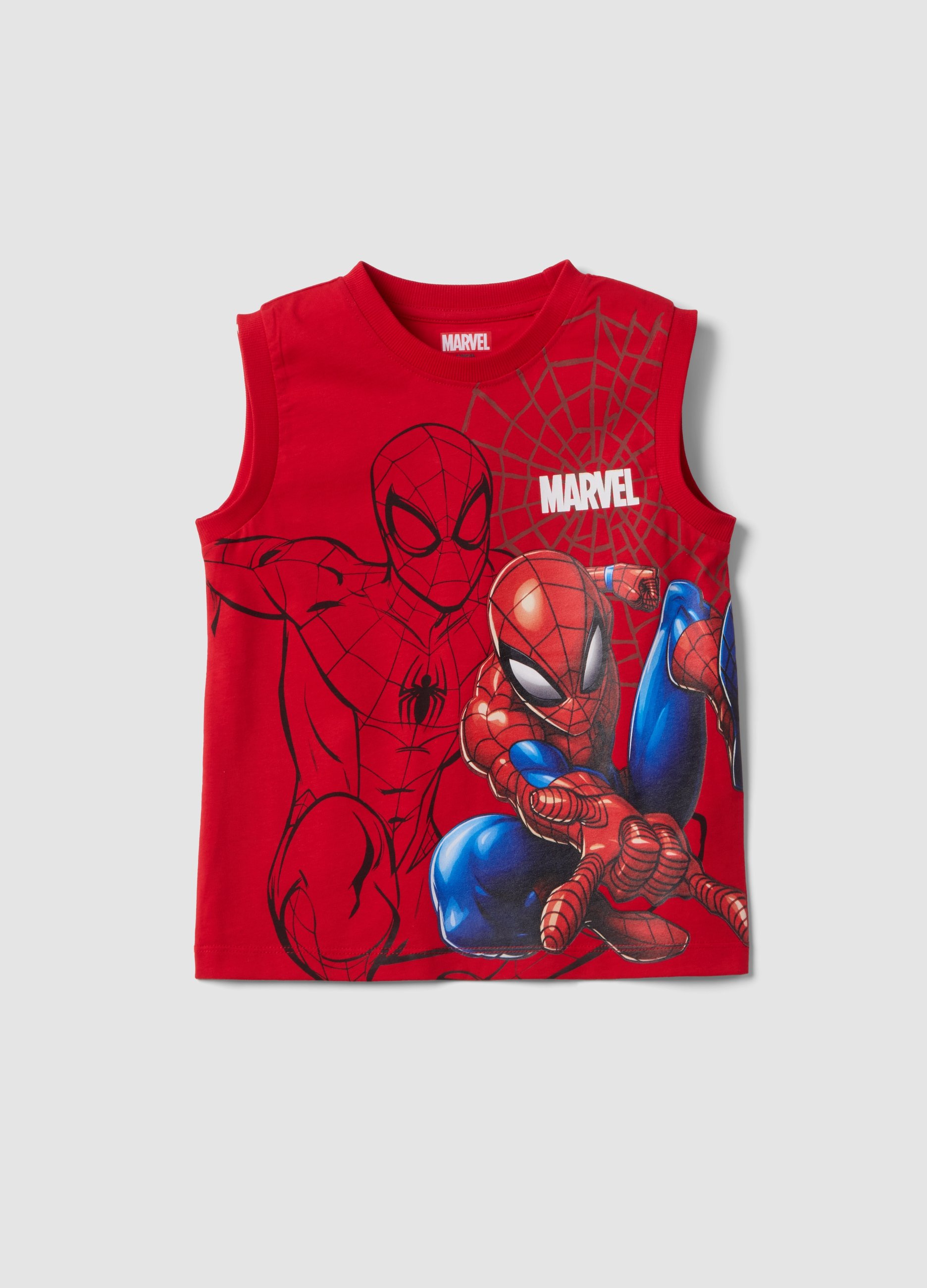 MARVEL, Camiseta De Tirantes Roja De Algodón Puro Con Spider-man, Niño, Rojo, Talla: 5-6