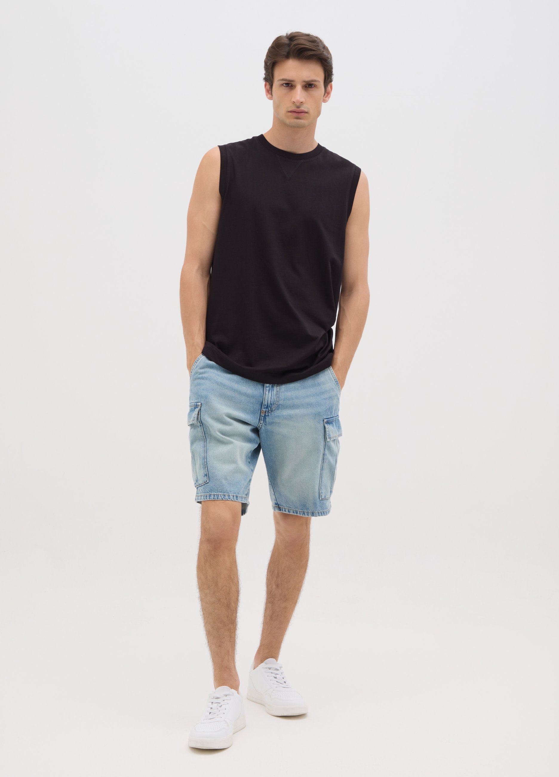 OVS, Shorts De Hombre En Algodón Puro Denim Regular Fit, Hombre, Denim, Talla: 44