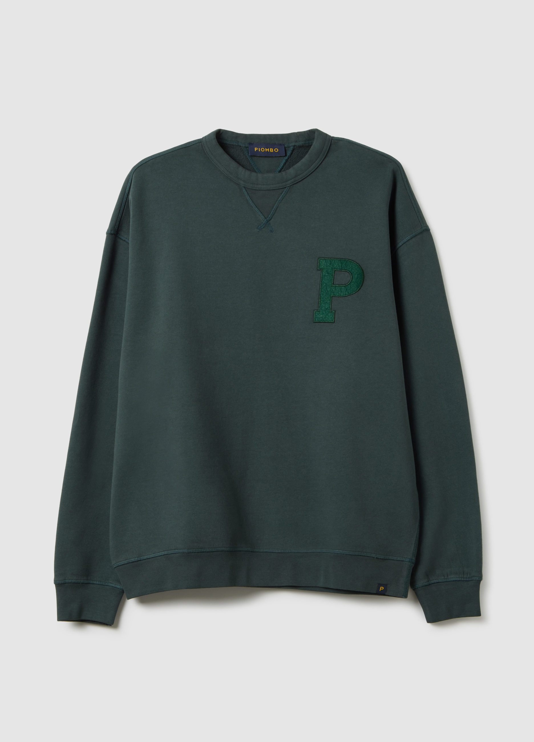 Felpa In Puro Cotone Verde Regular Fit, Hombre, Verde bosque, Talla: XL