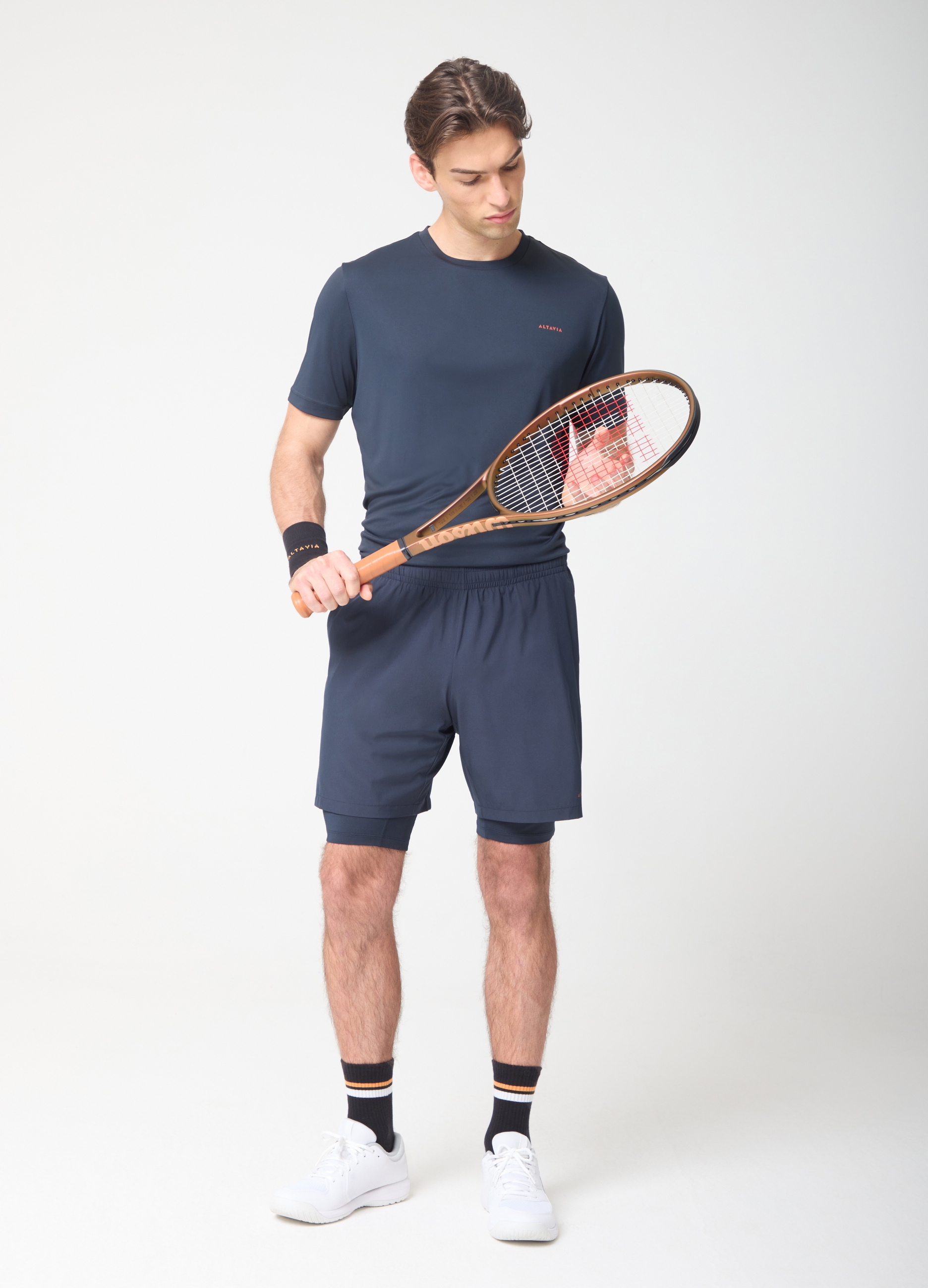 Camiseta De Tejido Técnico Con Bordes Contrastados Altavia Court, Hombre, Azul oscuro, Talla: XL