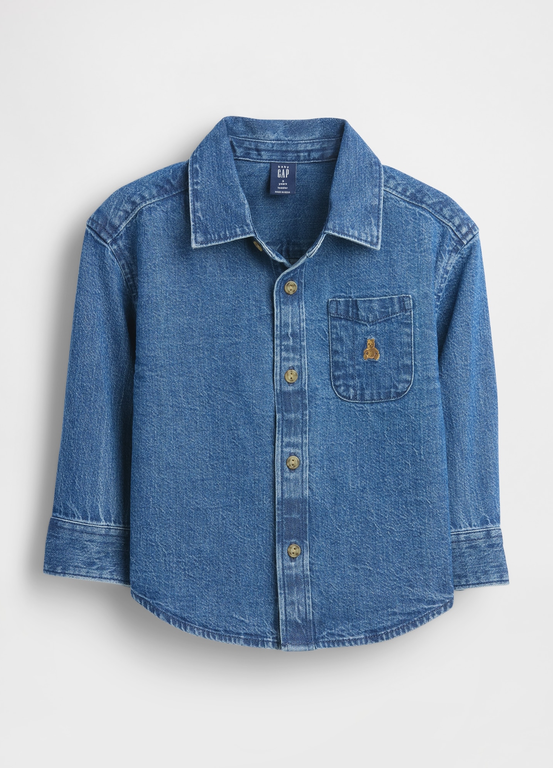 GAP KIDS, Camicia In Denim Con Maniche Lunghe, Bambino, Denim, Taglia: 6-12M/69-74