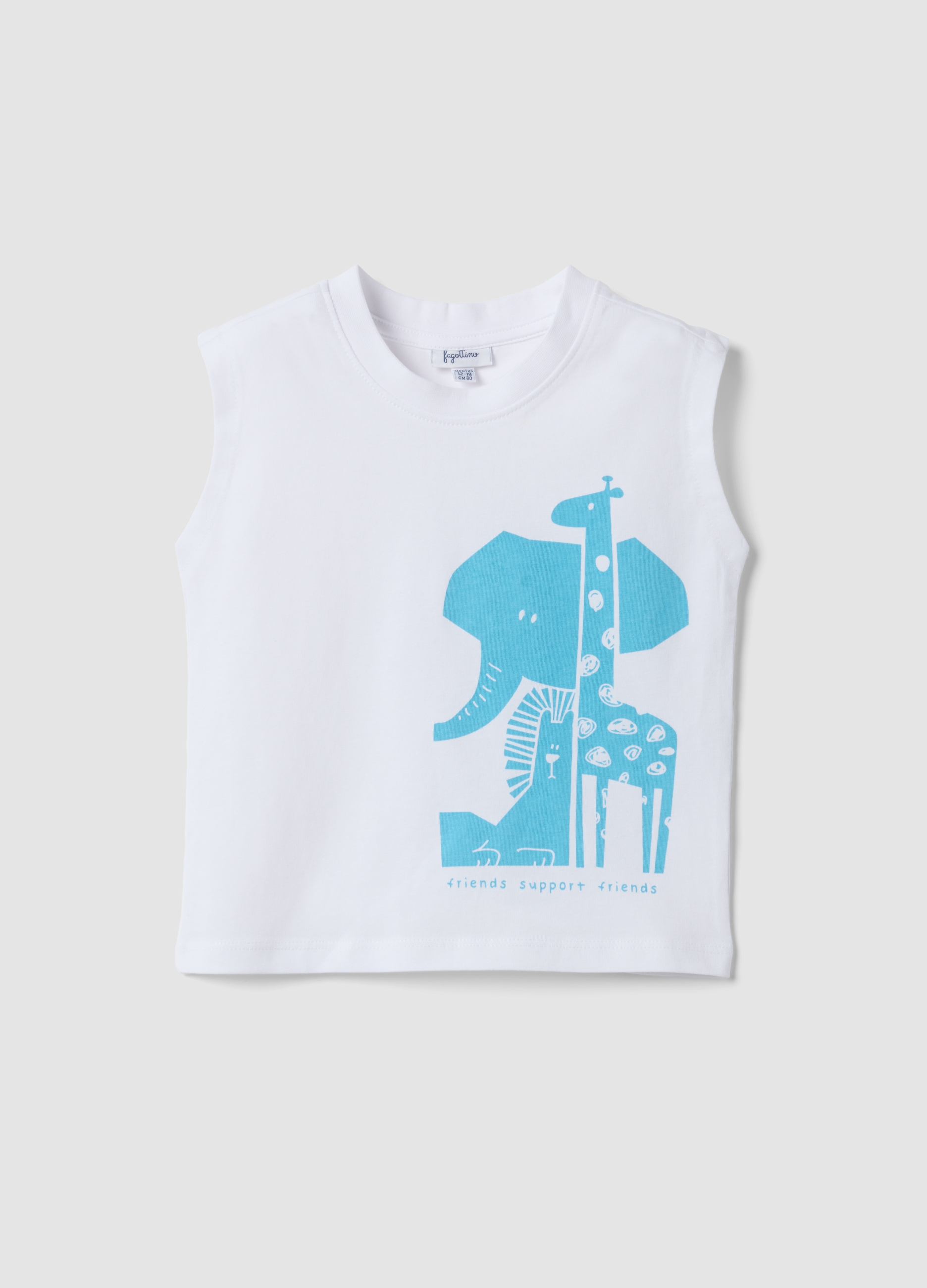 Fagottino, Weißes Tanktop Aus Bio-baumwolle Mit Print, Junge, Bianco, Größe, 30-36