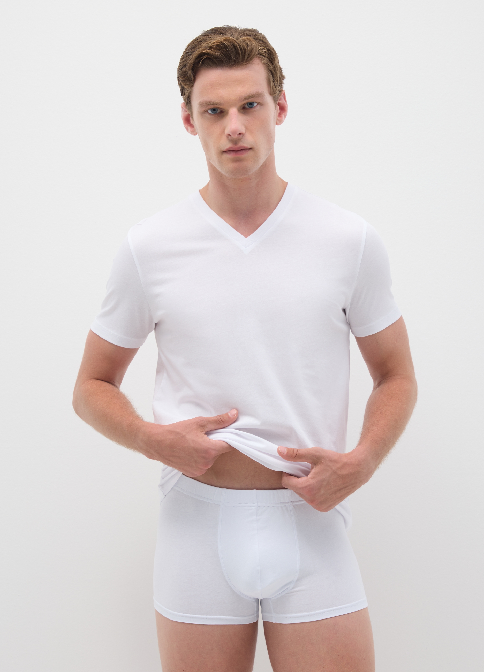 Boxer Blanco De Algodón Corte Regular, Hombre, Blanco óptico, Talla: L