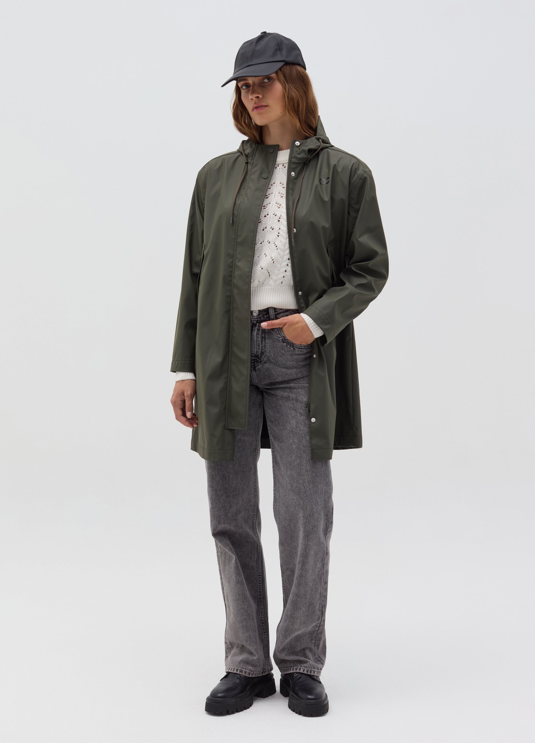 URBAN COMMUTER, Parka Impermeabile Con Stampa Logo, Donna, Bianco, Taglia: XL