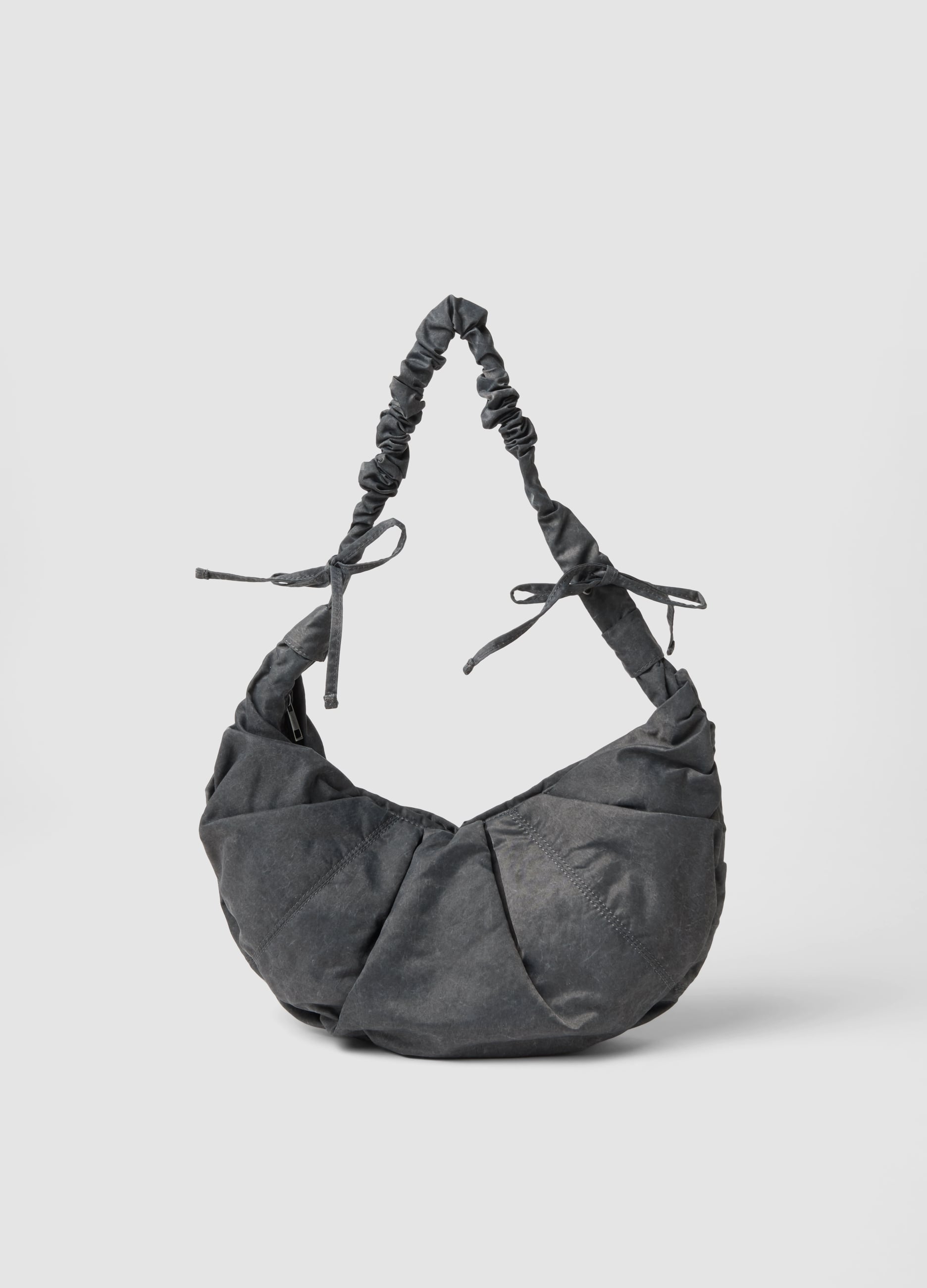 B.ANGEL, Borsa Grigia A Spalla Con Manico Arricciato, Donna, Nero, Taglia: ONE SIZE