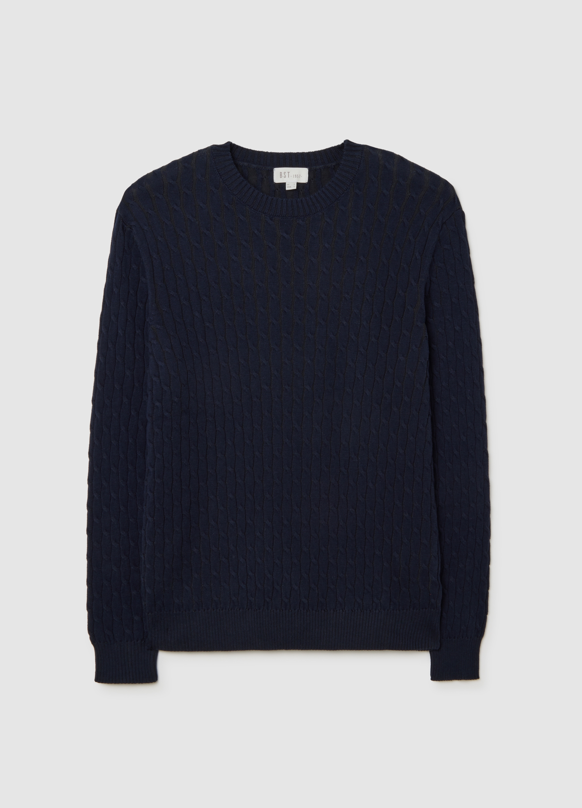 BST.1957, Suéter Azul De Algodón Con Tejido Jacquard, Hombre, Azul oscuro, Talla: M