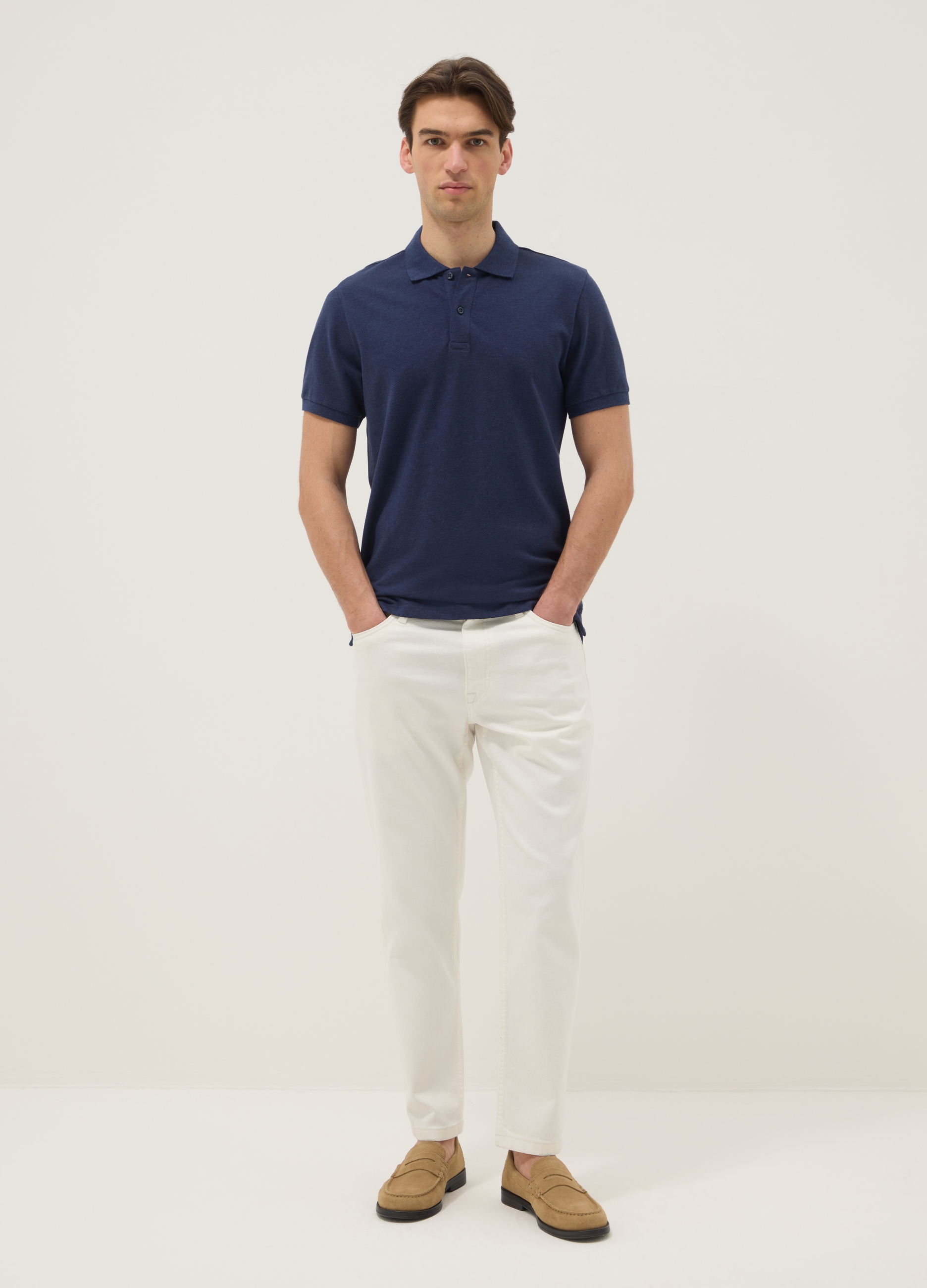 Vaqueros Blancos De Denim De Algodón Elástico Corte Relajado, Hombre, Blanco óptico, Talla: 46