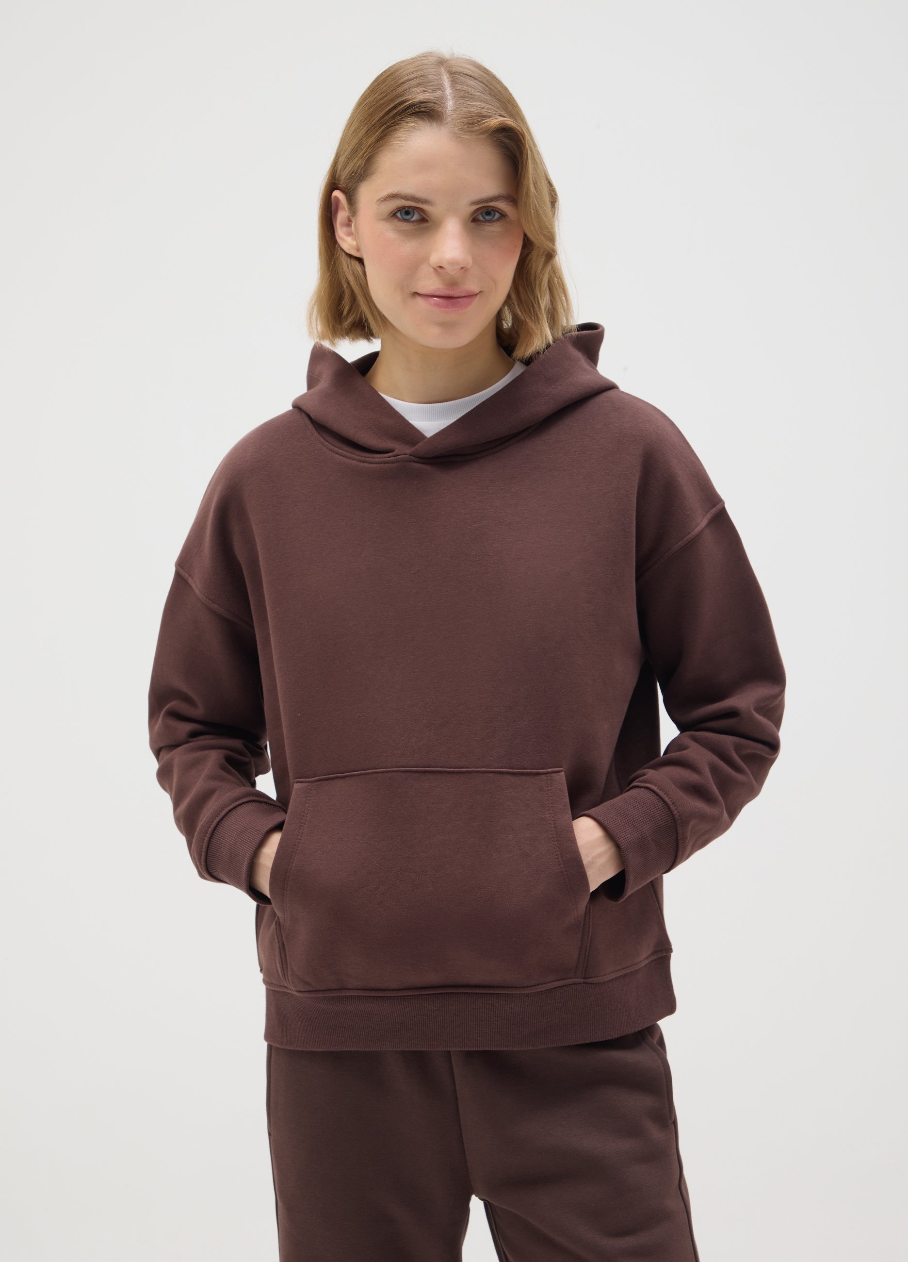 OVS, Braunes Sweatshirt Aus Baumwollmischung, Reguläre Passform, Frau, Dunkelbraun, Größe: 34