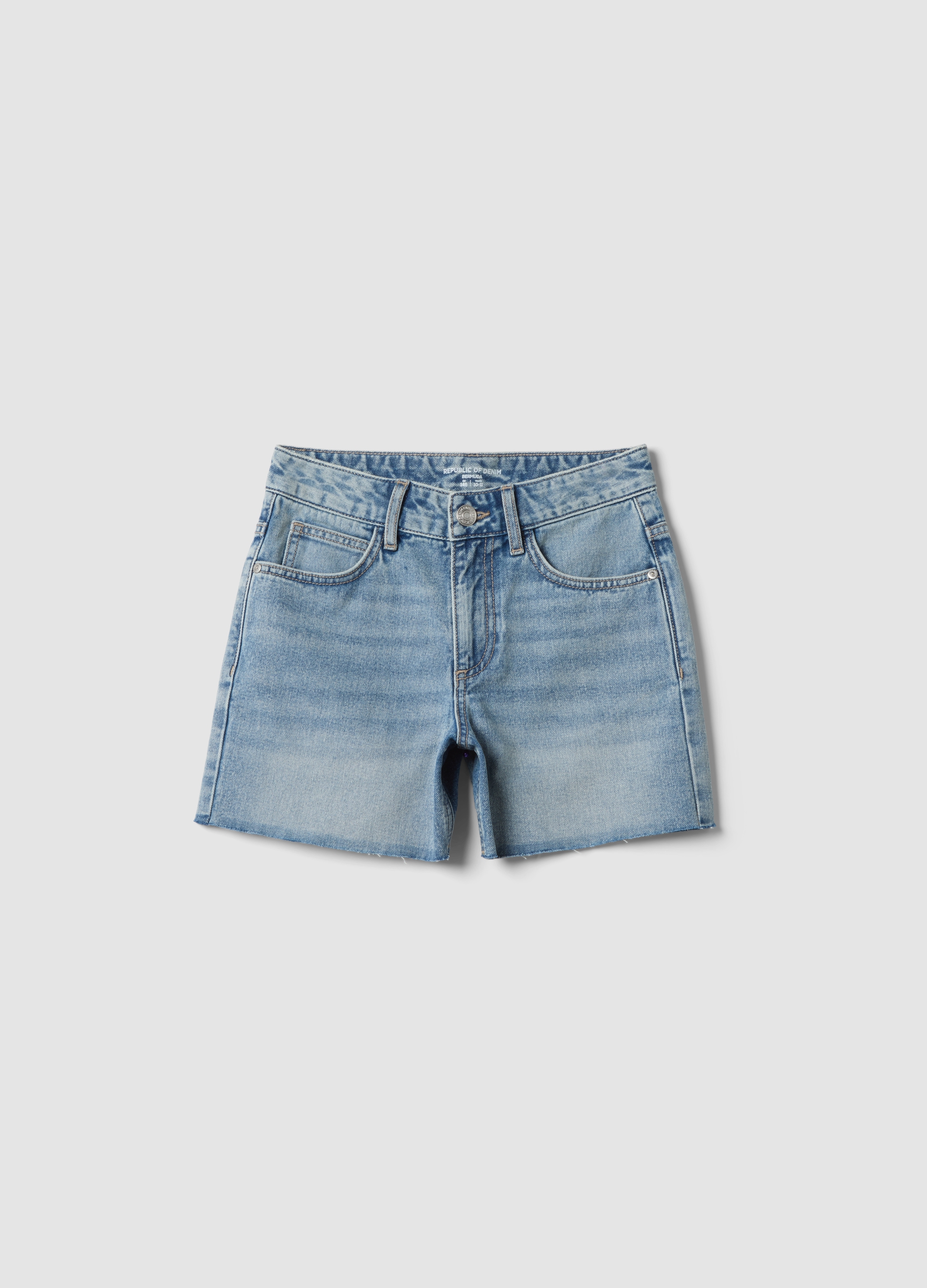 REPUBLIC OF DENIM, Short Vaquero Azul De Algodón Puro Para Niña, Corte Recto, Niña, Lavado claro, Talla: 11-12